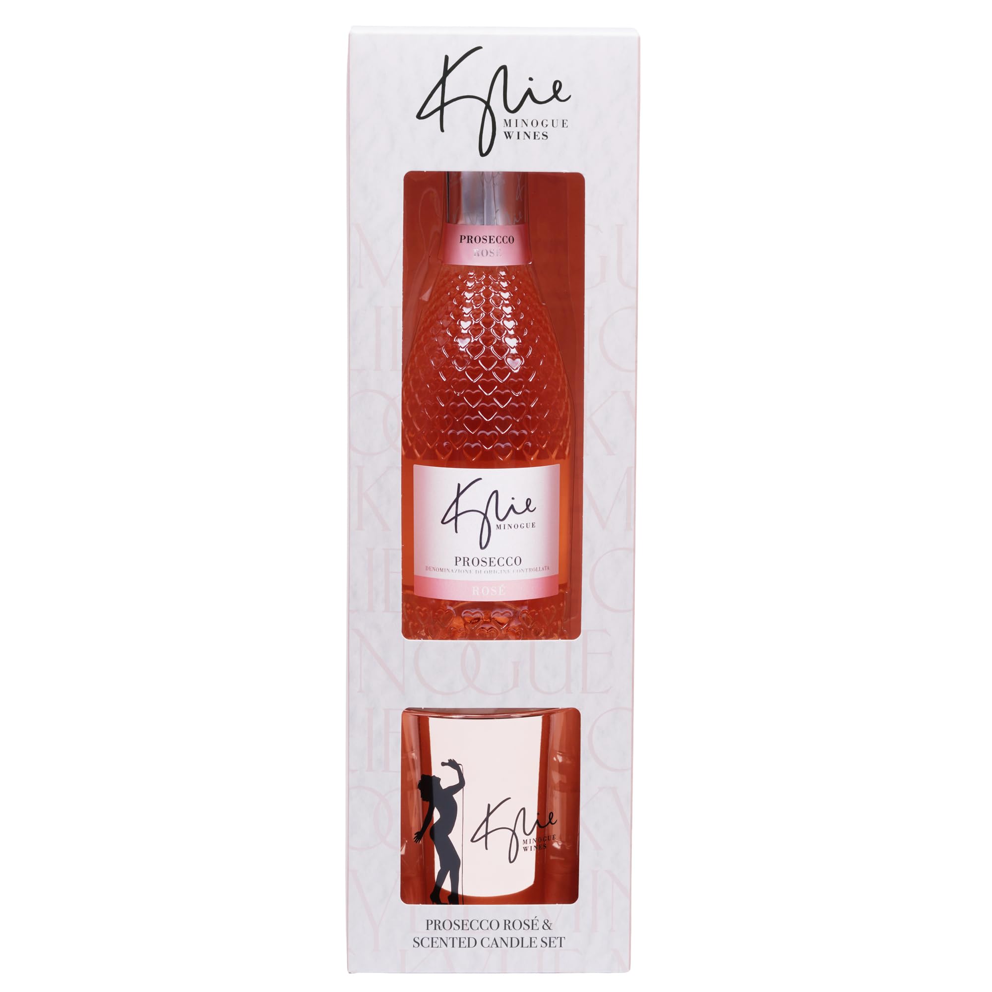 Kylie Minogue Mini Prosecco Rosé Gift Pack – 20cl, 11% ABV with 150g Branded Watermelon & Mint Candle – Elegant Gift by Blue Tree Gifts