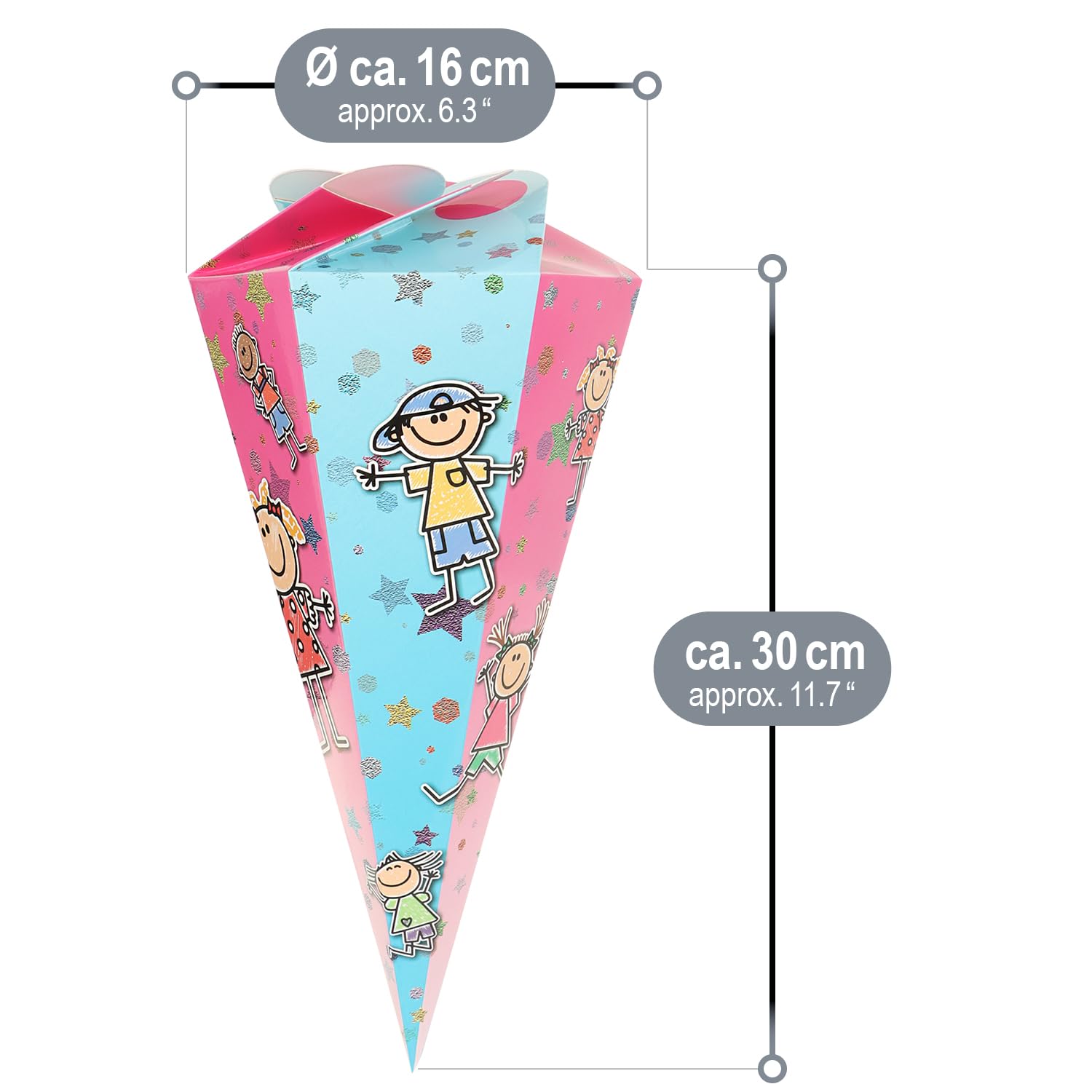 com-four 2 Coni Scolastici 30cm Pieghevole Cartone per Scuola Confezione Regalo
