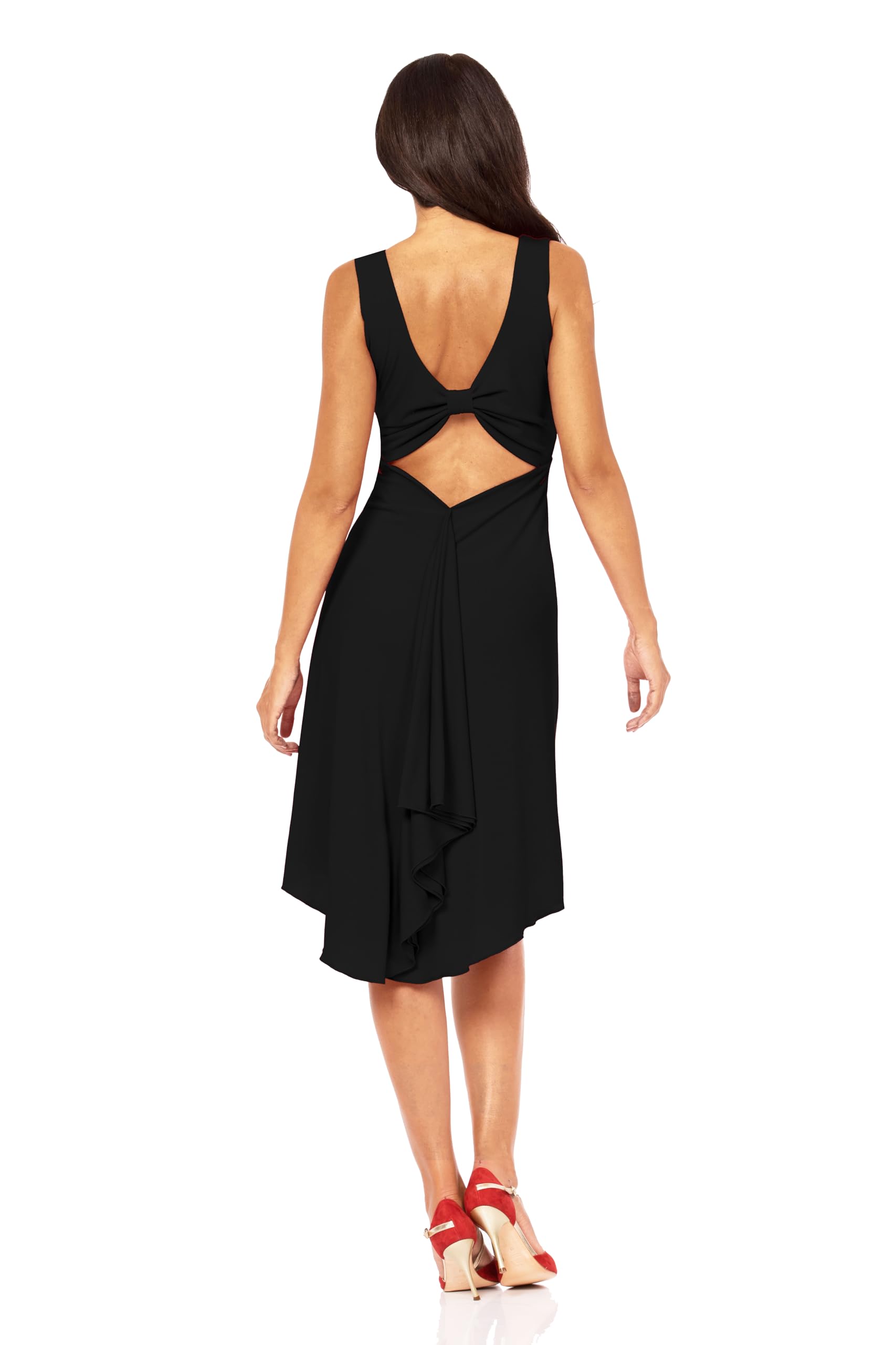 ABITO GIULIETTA NERO. Abbigliamento donna da sera e da tango. Evening & Tango dress. Abiti Gonne Completi Top Pantaloni Vestiti Ballo Danza Scarpe Tango Shoes (NERO, M)