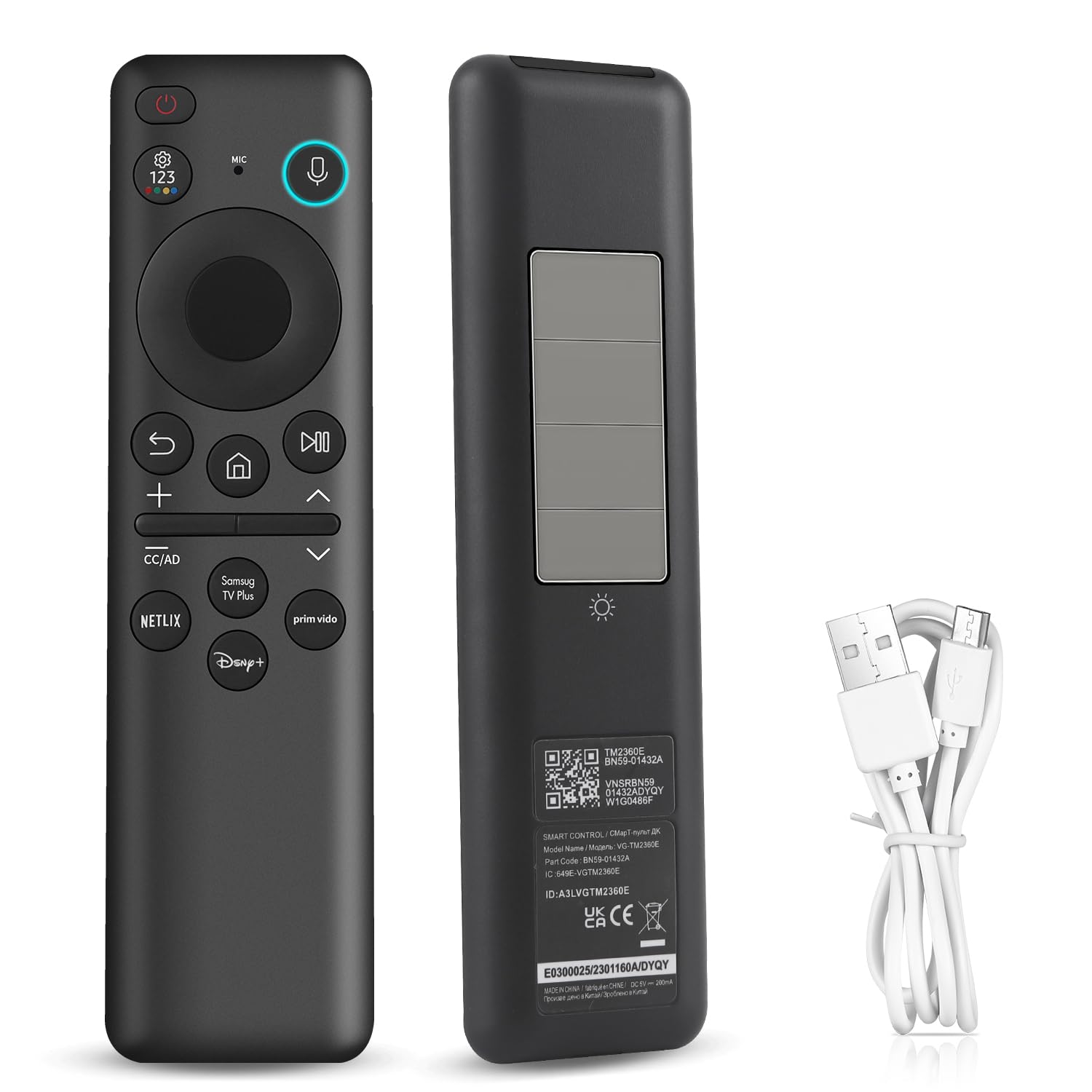 BN59-01432A Solar Voice Replacement for Samsung Remote Control Smart TV with USB