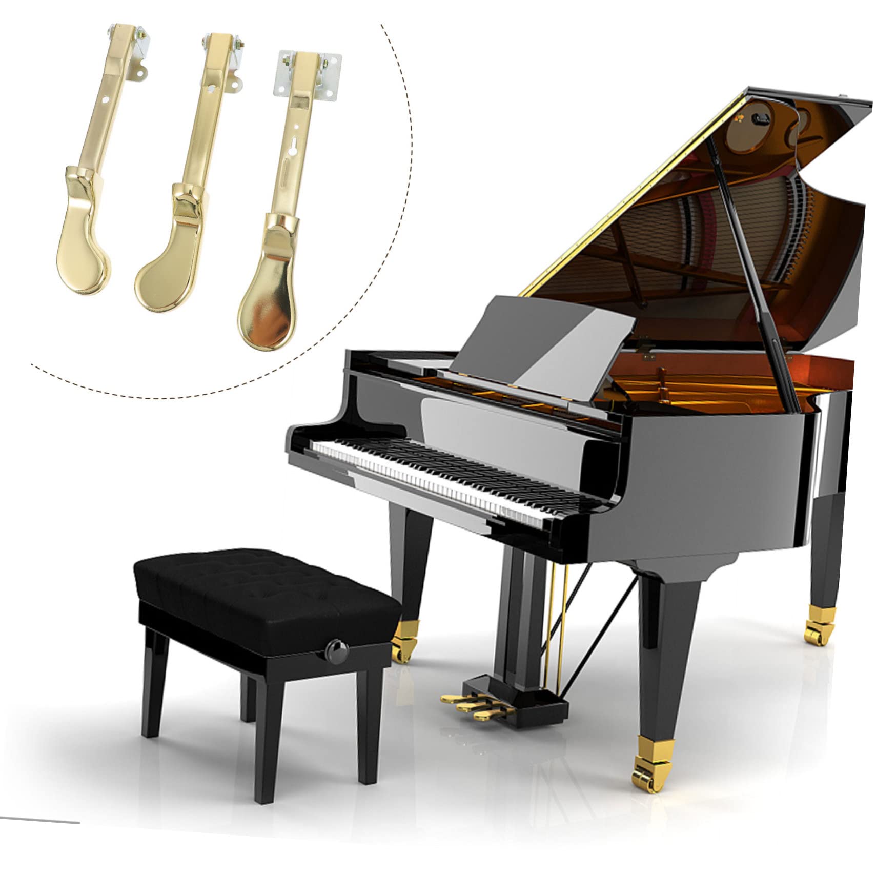 Pedali Accessori Metallo Verticale in Dorato per 3 e Pianoforte Antiruggine Pezzi Professionali Uso Domestico