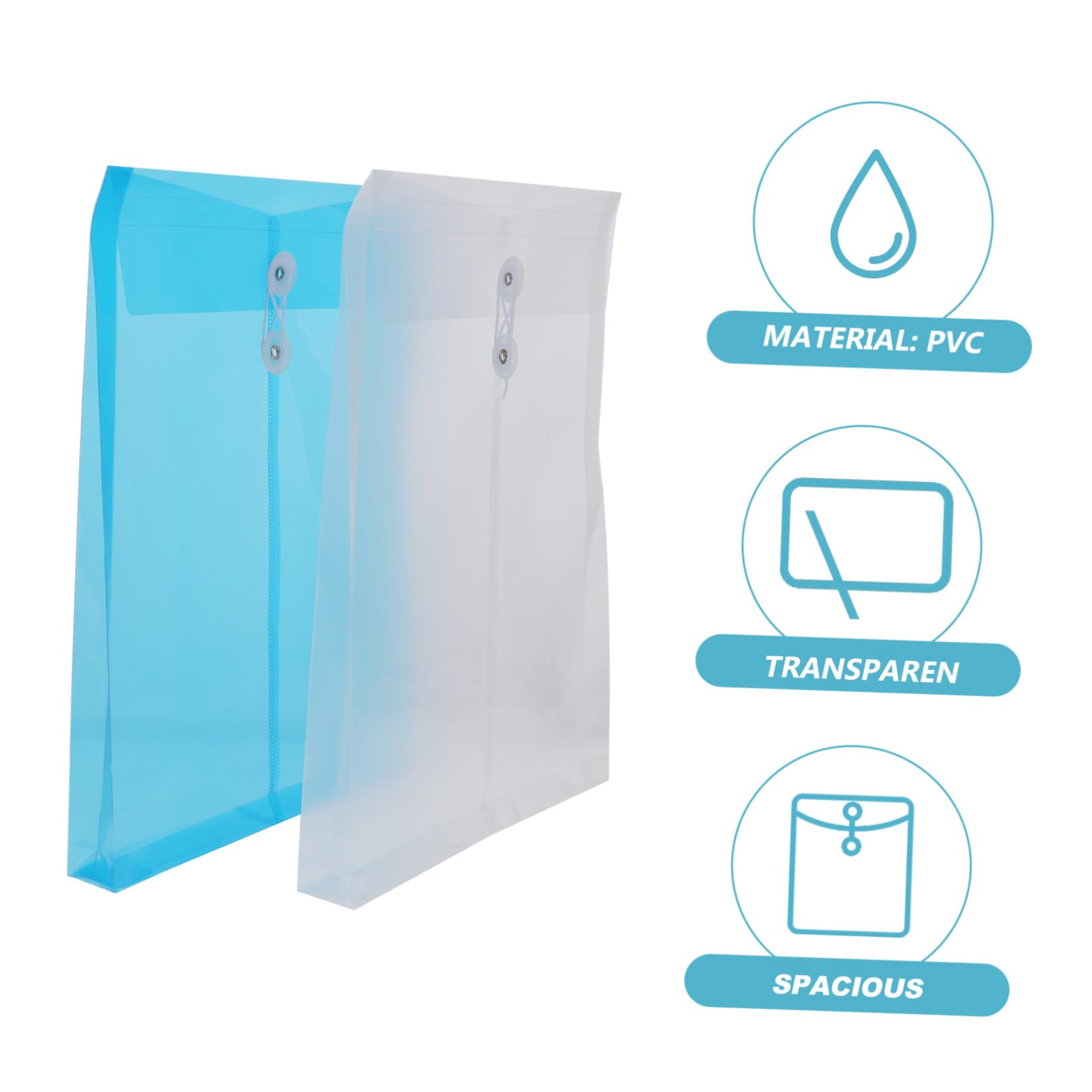 VILLCASE 3 Set Da 10 Pezzi Elegante Busta Portadocumenti in Plastica A4 Con Chiusura A Bottone Per Scuola Ufficio Viaggi Biglietti Da Visita Buste Riutilizzabili