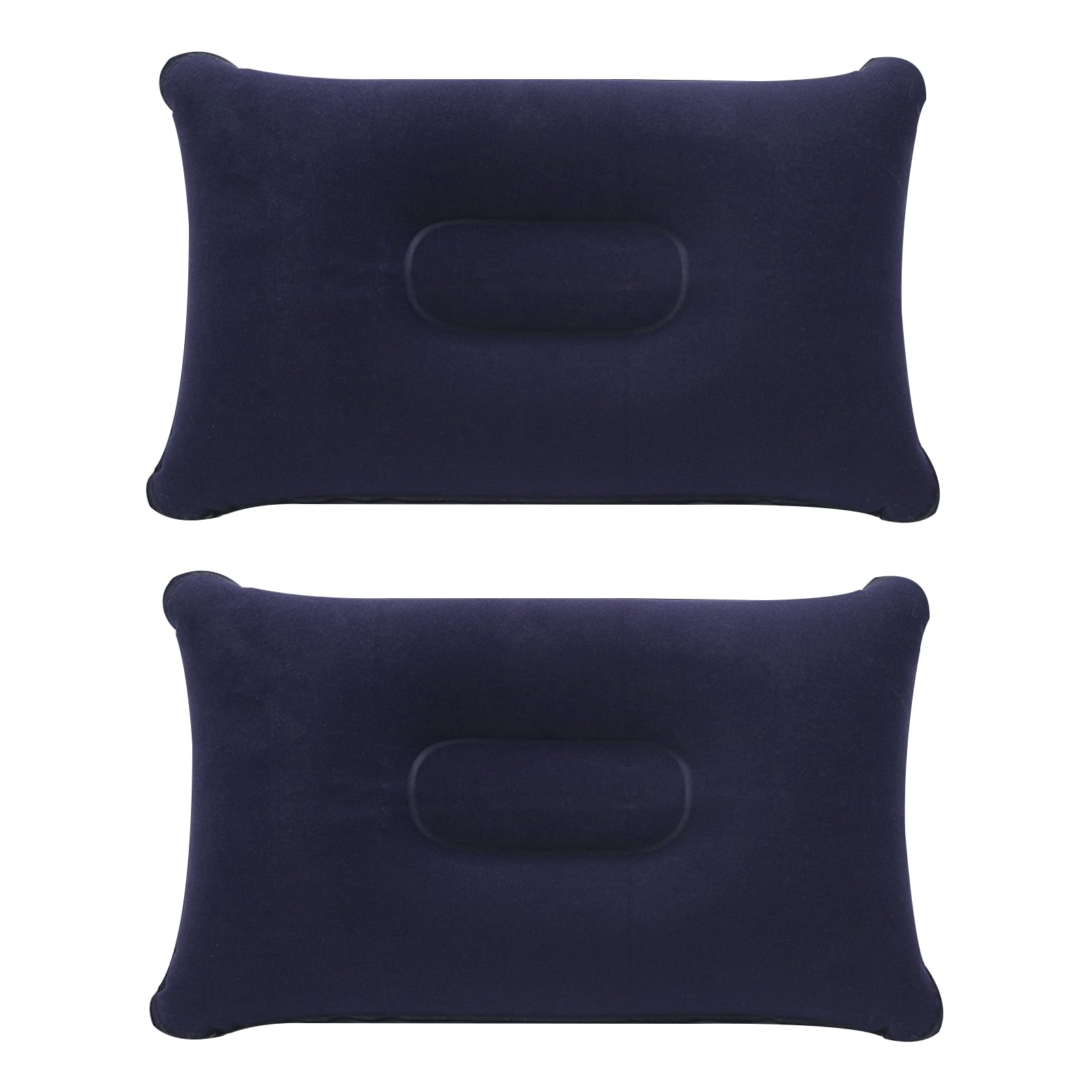 Pack de 2 Cojines Inflables Ultraligeros y Compactos para Viaje, Camping y Actividades al Aire Libre, Cojines Hinchables de Tela Afelpada Resistente al Agua, Color Azul Oscuro 35,5 cm x 22 cm x 10 cm