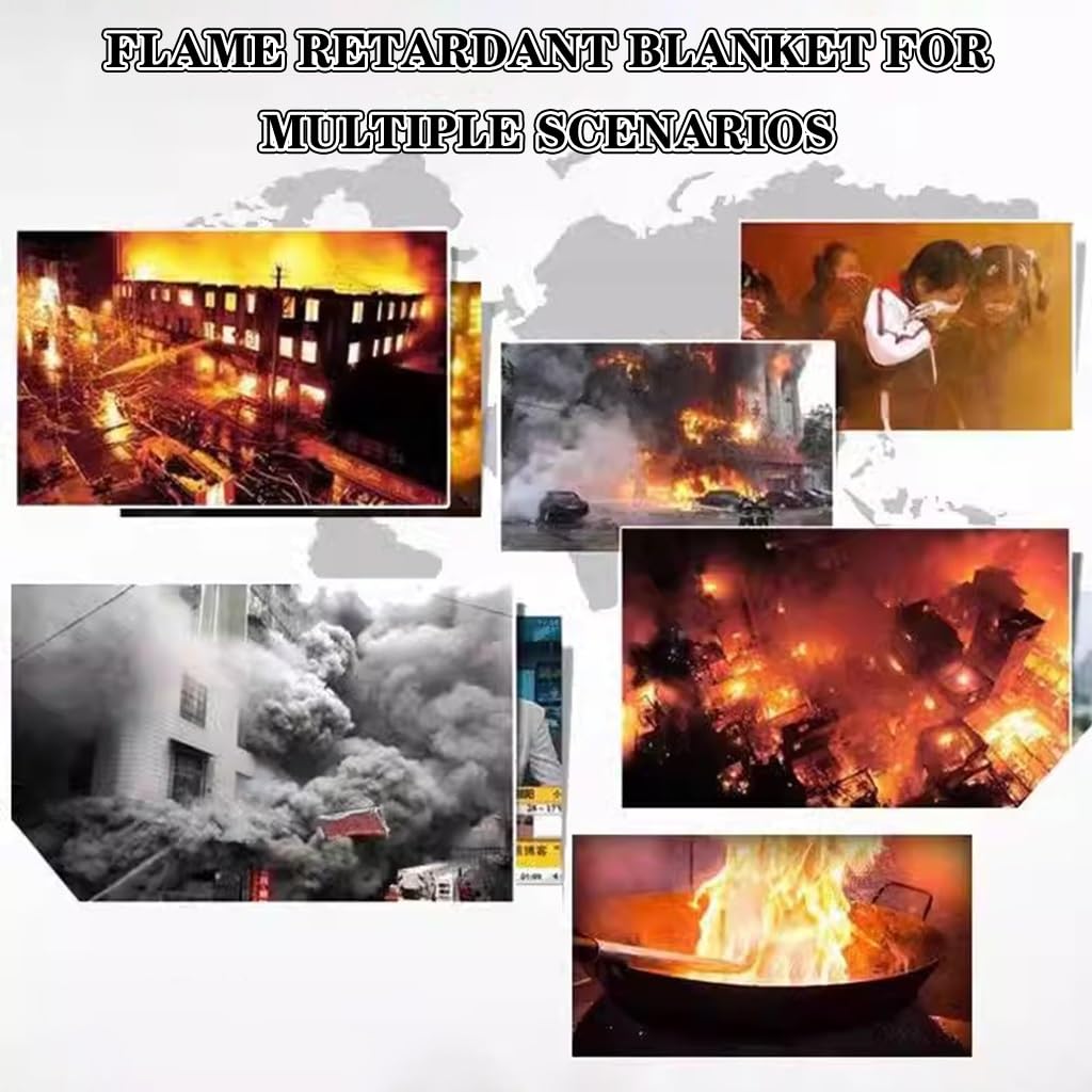 Manta Ignífuga De Emergencia Resistente Al Calor para El Hogar, Manta De Fuego De Fibra De Vidrio, Suministros De Escape para La Escuela, Chimenea, Parrilla(White(1PCS),1.8 * 1.8m)