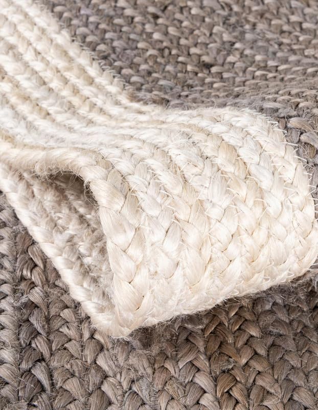 8' Square Feet Rigo Jute Hand Woven Area Rug, Natural, Solid Farmhouse Design, Natural Fiber, for Bedroom, Living Room, Dining Room, Hallway, Office, Kitchen, Entryway