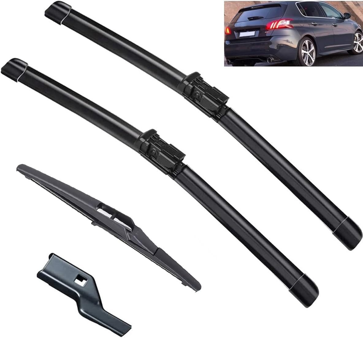 YIXINYI 3 Pcs Front + Rear Windscreen Wiper Blades for Peugeot 308 T9 Hatchback 2014-2020 24"+18"+9", Windshield Wipers Exact Match Replacement Consistent All Climate Efficiency
