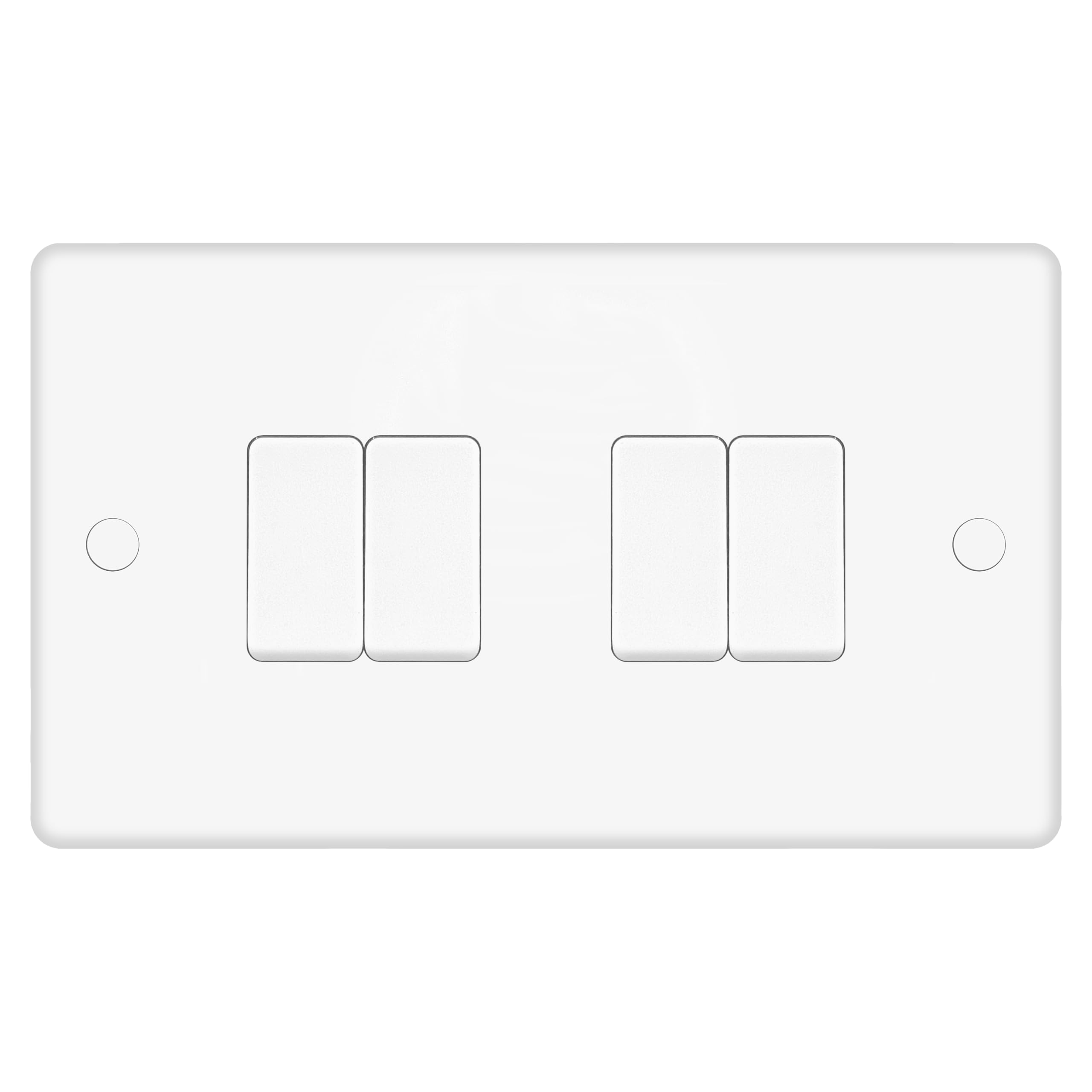 EVOGES Vector 4 Gang 2 Way 10AX Light Switch โ White, SP Rocker, Gloss Finish (4 Gang)