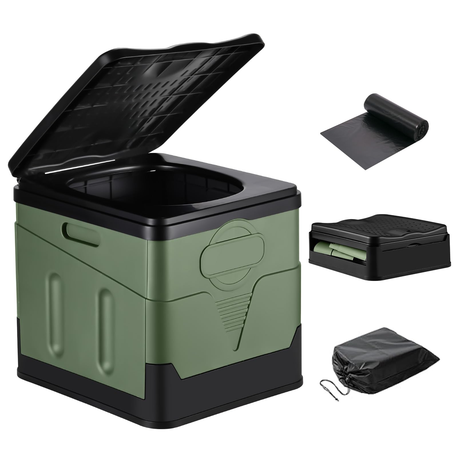 Toilettes portatives de Camping,Toilettes portatives Pliantes avec Le Couvercle, pour Adultes Toilettes extérieures de Seau de Camping Plage randonnée Nautique Voyage Toilettes