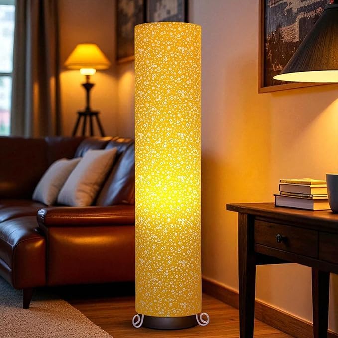 Image of Cotton Fabric Floor Lamp for Bedroom's Desk Lamp for LivingRoom, Bed Room, Office | Night Stand Dimmable Room Floor Lamp for Reading Corner Lamp (Yellow 1)