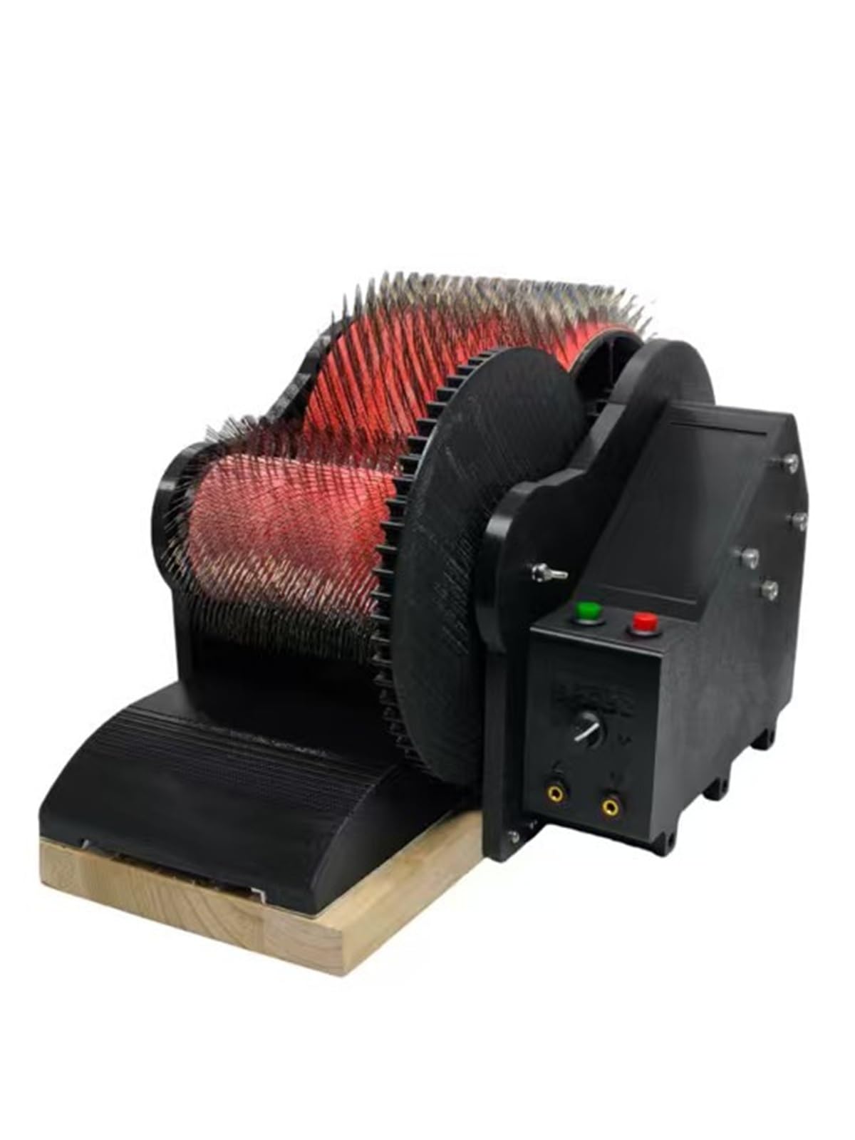 Máquina de cardado de lana, cardadora de tambor de 56 RPM con cepillo y punzón, limpiador de fibra de velocidad ajustable para tela, base de madera
