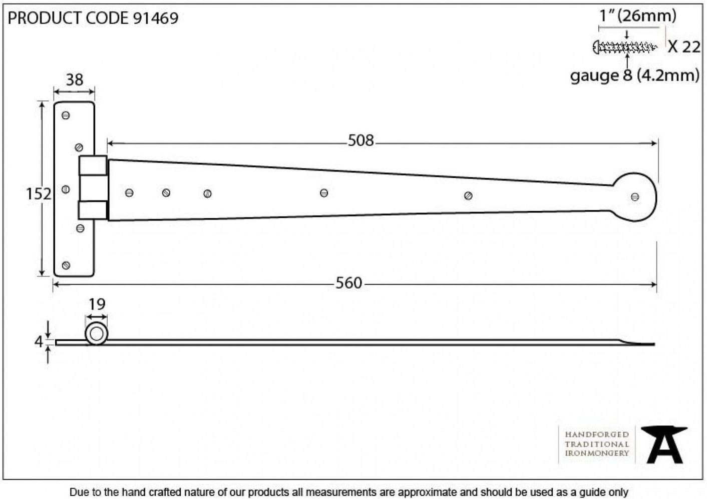 Up To 50% OFF From The Anvil 18-inch Beeswax Finish Penny End T-Hinges Best Quality 🔥 From The Anvil 18-inch Beeswax Finish Penny End T-Hinges