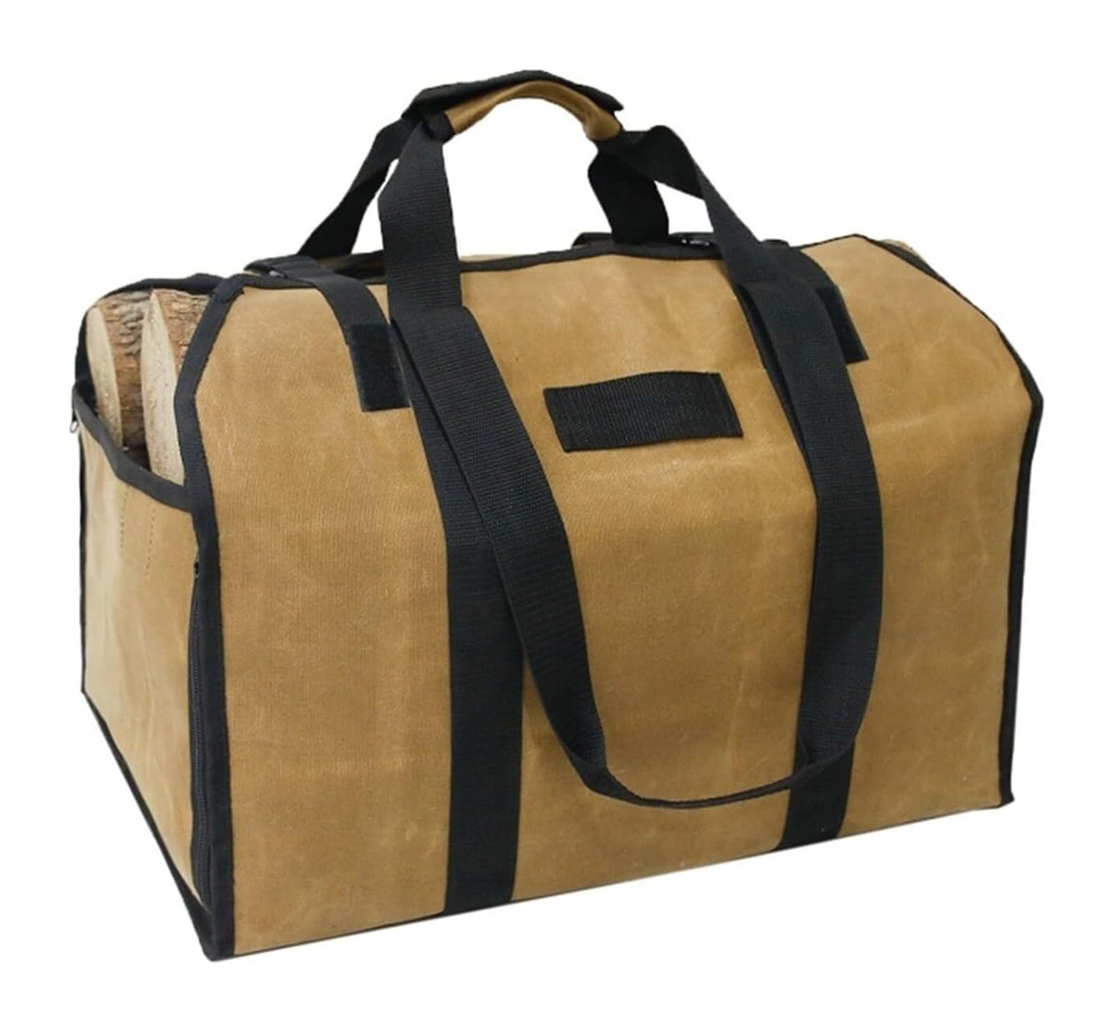 Canvas Firewood Log Carrier, Firewood Tote Bag Canvas Khaki Durable Portable Organizer For Home Camping BBQ Picnic