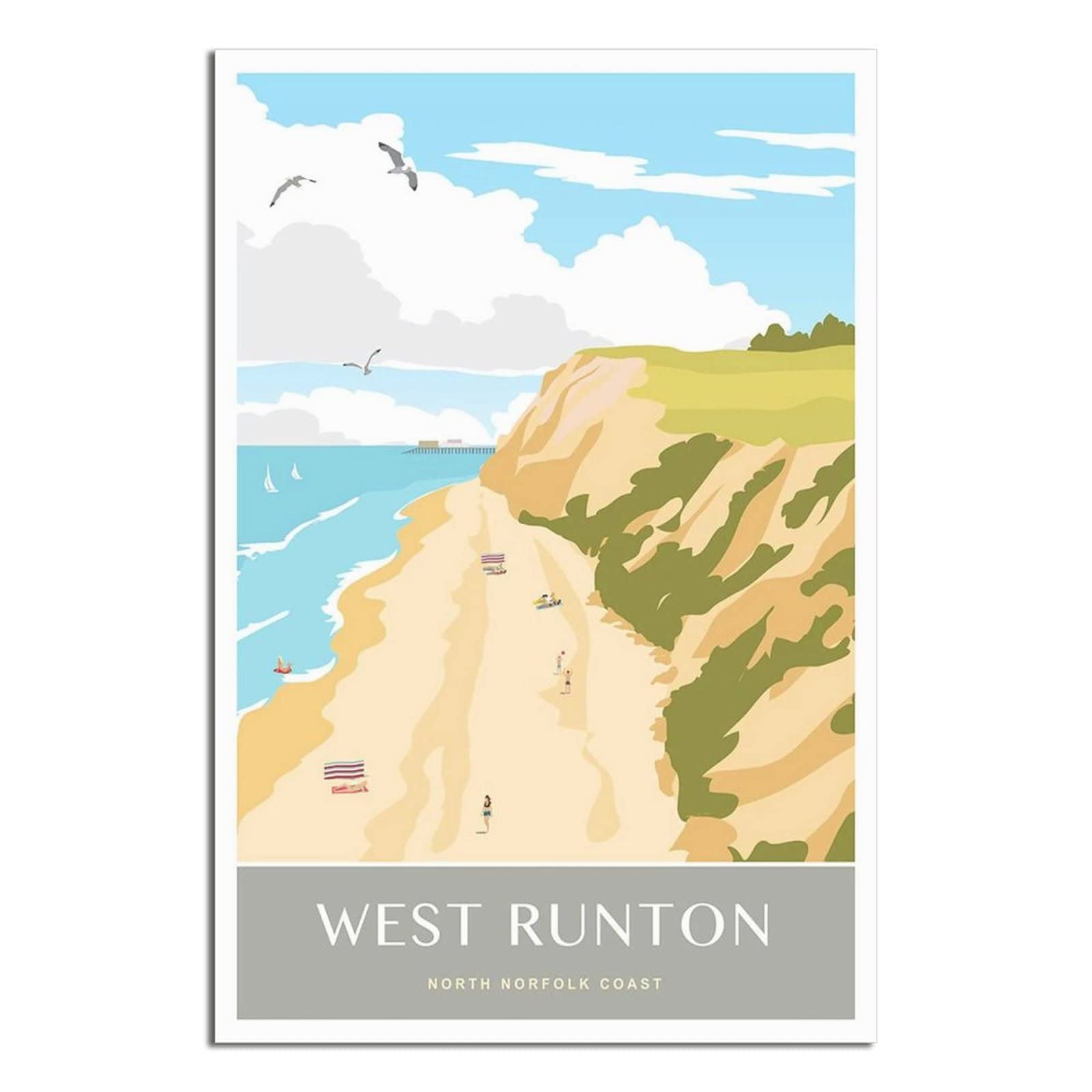 UEJD Vintage West Runton North Norfolk Coast Travel Poster Decorative Posters Modern Bedroom Canvas Art Poster Picture Painting Posters Wall Decor Art Gift