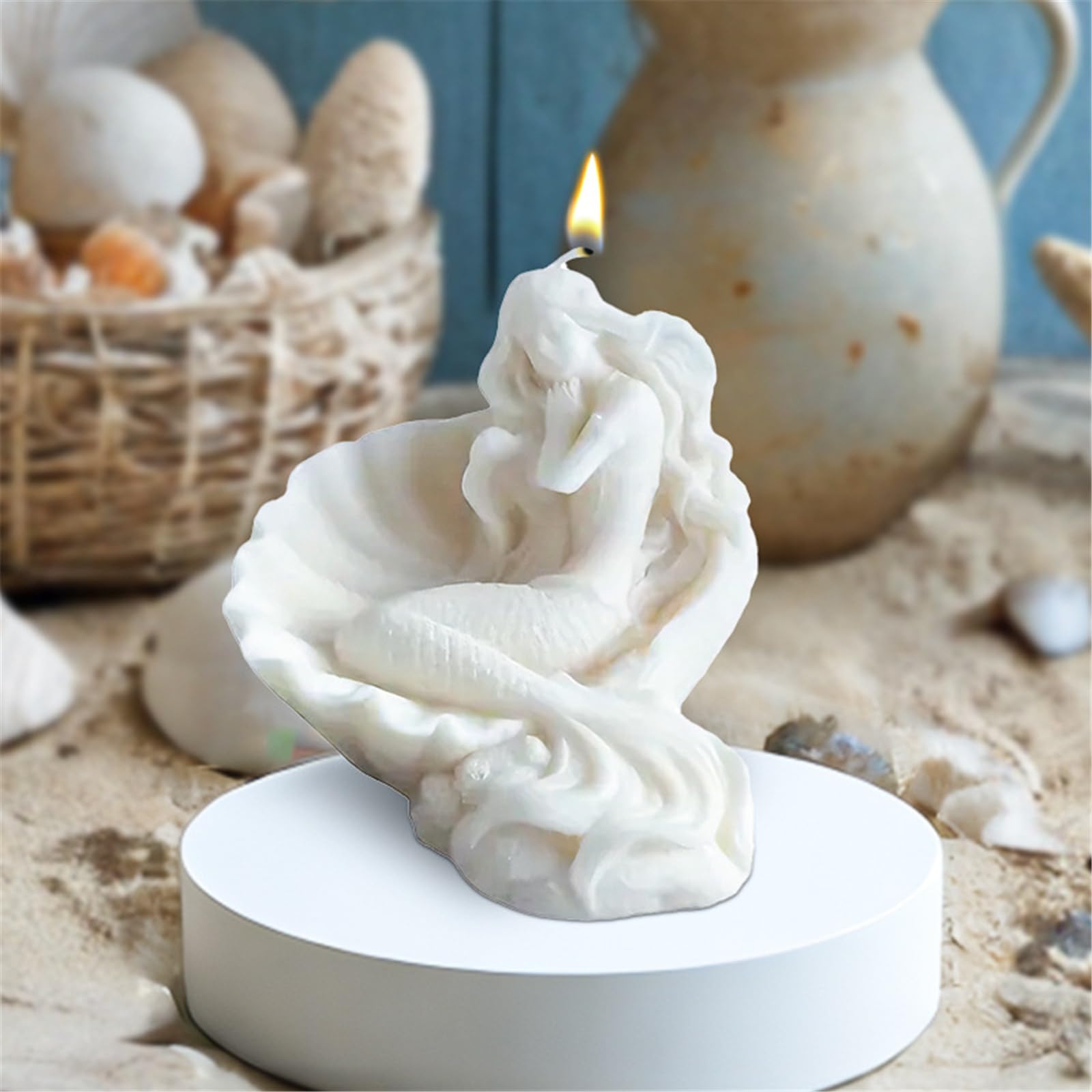 Bella conchiglia a forma di sirena a forma di candela flessibile in silicone per progetti artigianali appassionati
