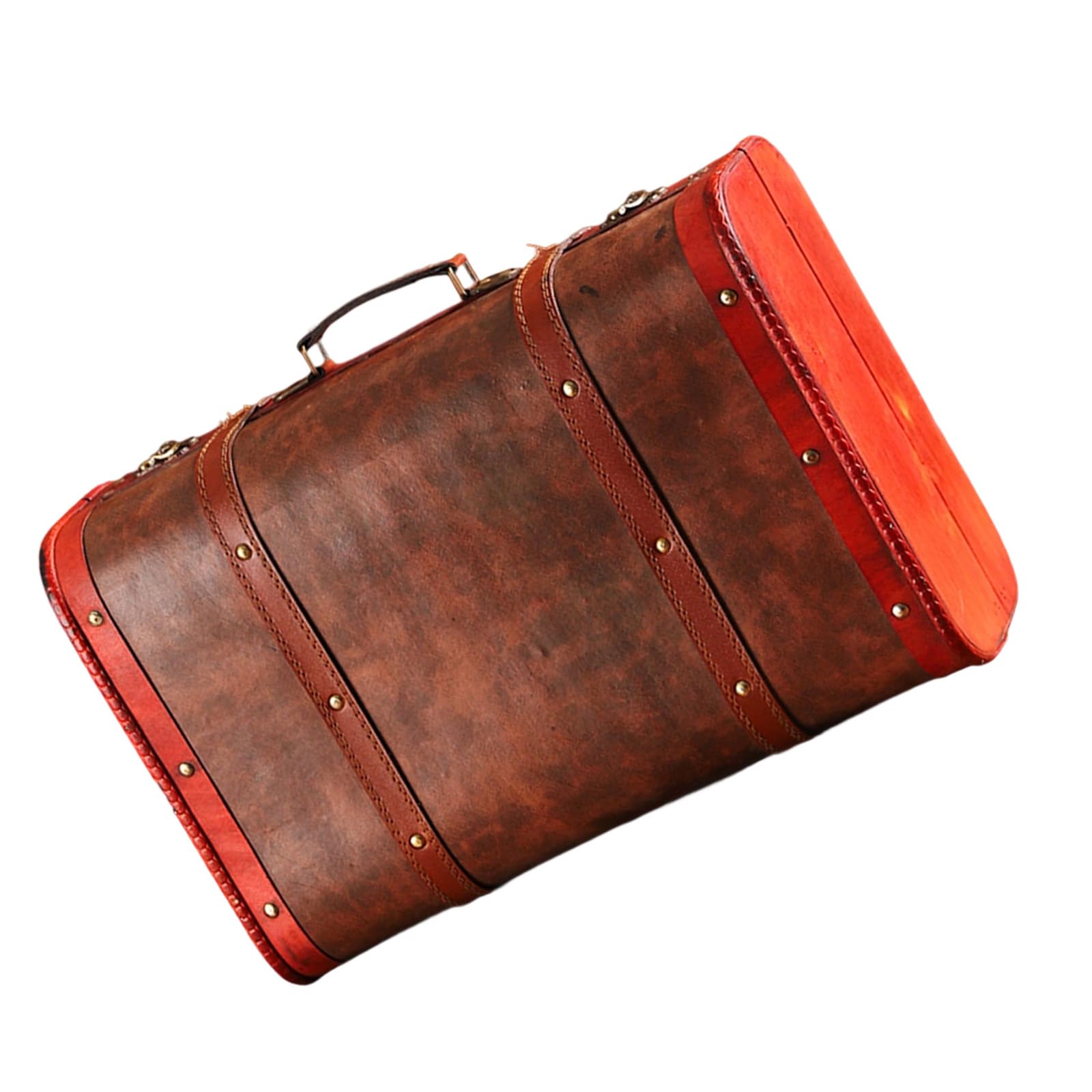 APGLSXY Wooden Trunk Faux Leather Handle Carrying Case Portable Storage Container for Jewelry Cosmetics and Collectibles Vintage Chinese Styles Wooden Trunk