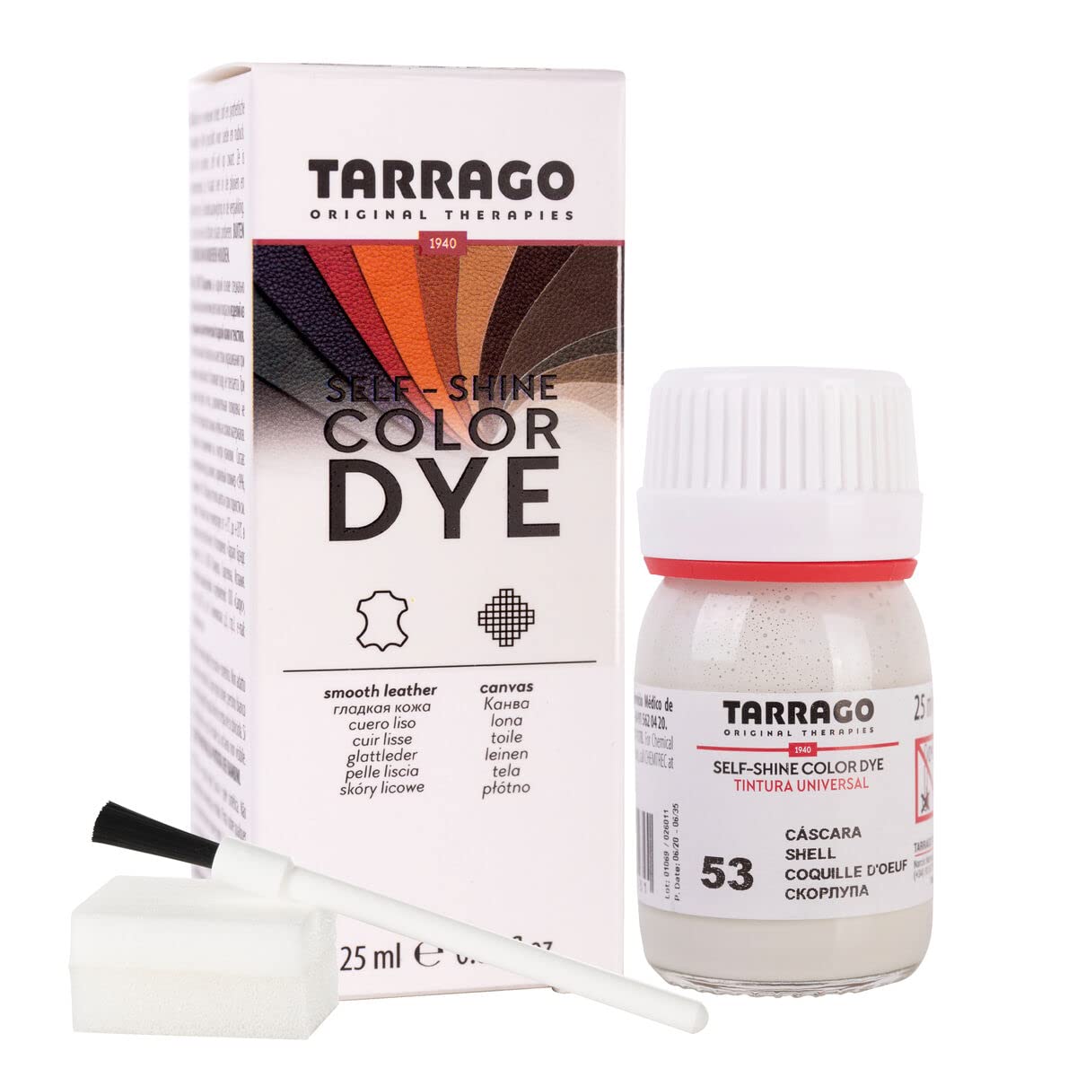 Tinte para Zapatos y Bolsos de Cuero y Textil con Esponja y Brocha | Cubre Rozaduras y Desgastes del Calzado | Gama de 90 colores — view 10