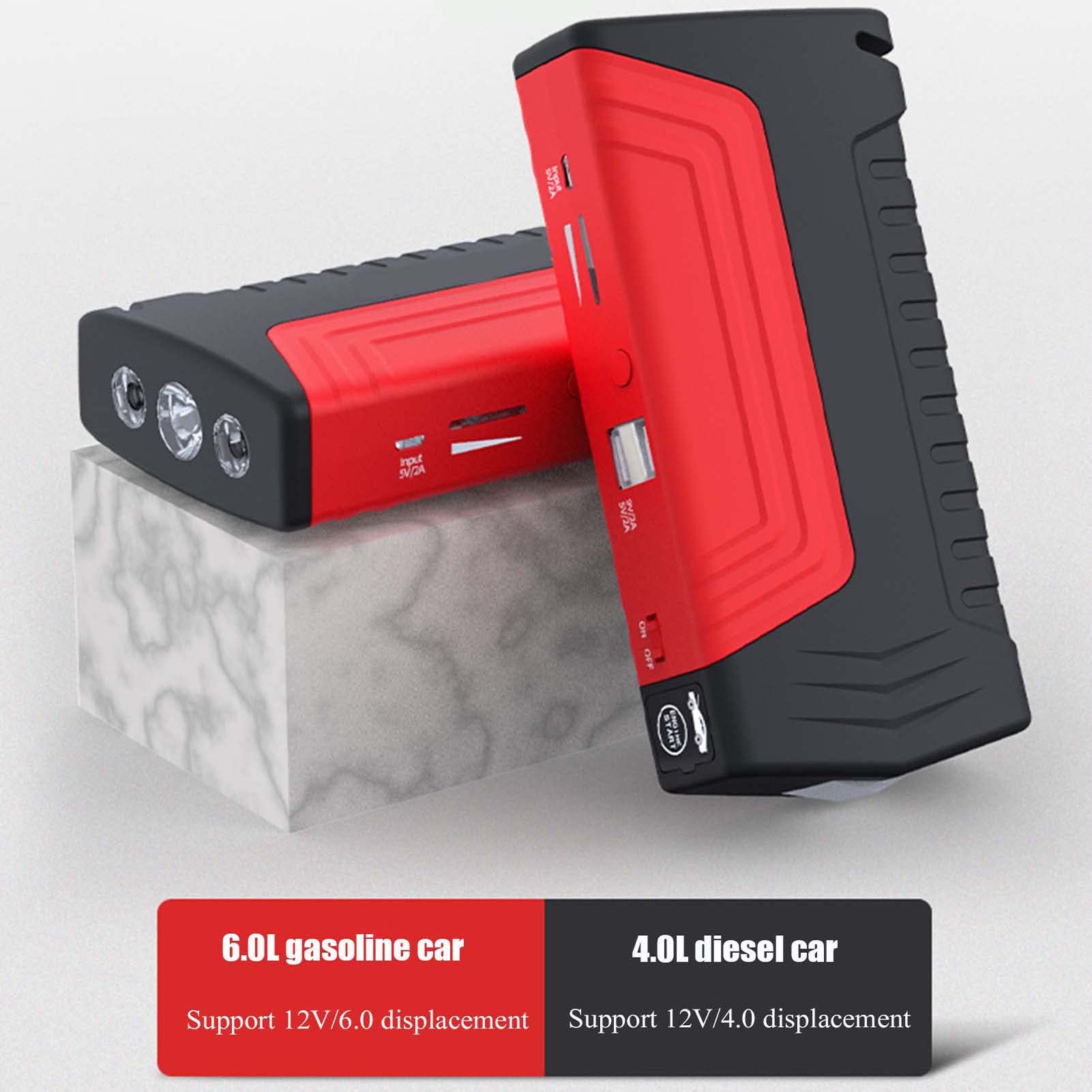 FAXIOAWA Avviatore di Emergenza per Auto, Avviatore di Emergenza Portatile da 12 Volt, Batteria per Auto Booster Pack 18000mAh capacità per Motori Benzina Fino a 6L/Diesel 4L,Rosso
