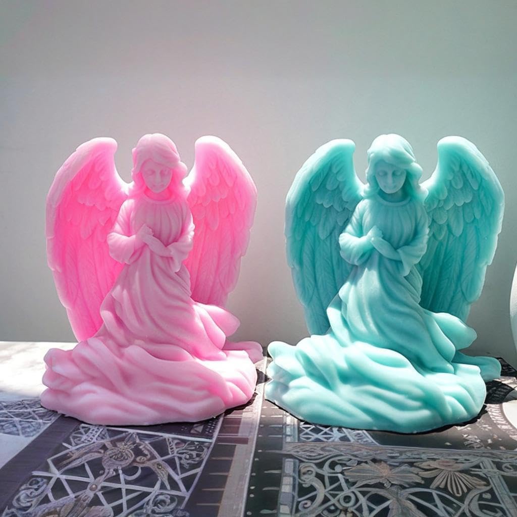 Tone Fun 3D Angel Silicone Molds for Making Candle, Resin, Aromatherapy Candles, Handmade Wax Soap, Home Decor, Plaster Statue,Chocolate, Cake (3.86x3.74x3.39in)