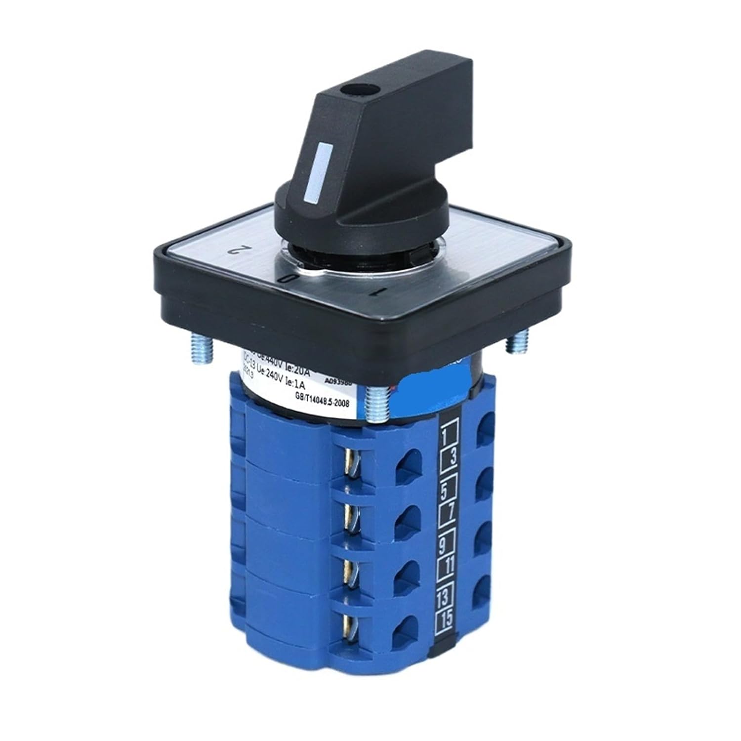 1pcs SZW26/LW26-20 Ui 660V 20A 16 Terminals 1-0-2 4 Phase 64X64 48X48Mm Panel Mount Universal Rotary Knob Cam Changeover Switch(D404.4 1 0 2 48X48mm)