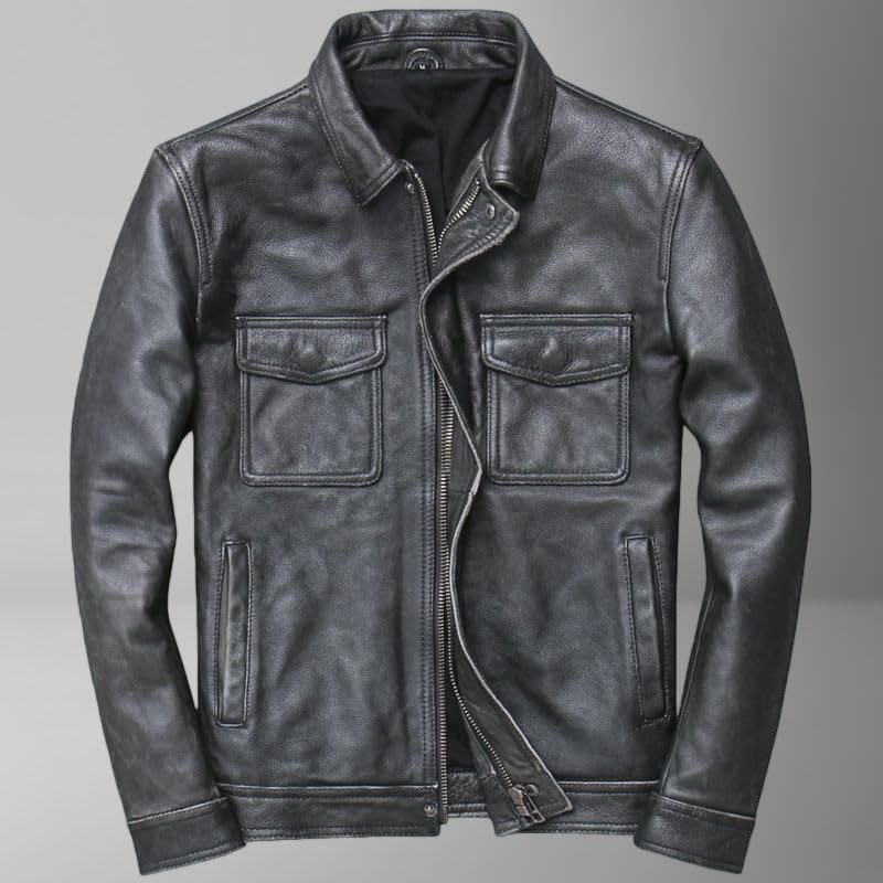 Chaqueta para hombre estilo biker de cuero sintético PU miniatura 5