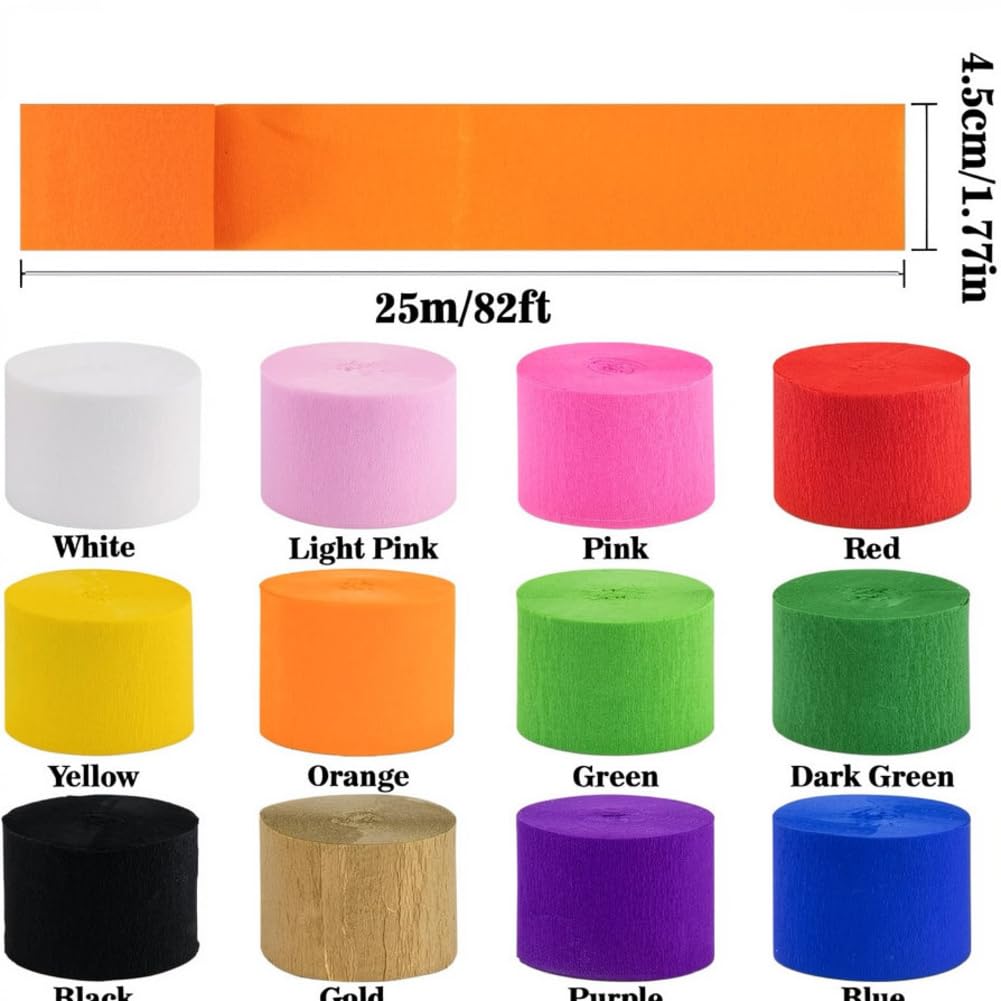 Krepppapier 22 rolle*25m Luftschlangen Kreppband Crepe Papier Kreppbänder | Krepppapier Girlanden zum Aufrollen, dekorative Party Kreppbänder,Hochzeit Dekorationspapier,mehrfarbige Festdekorationen