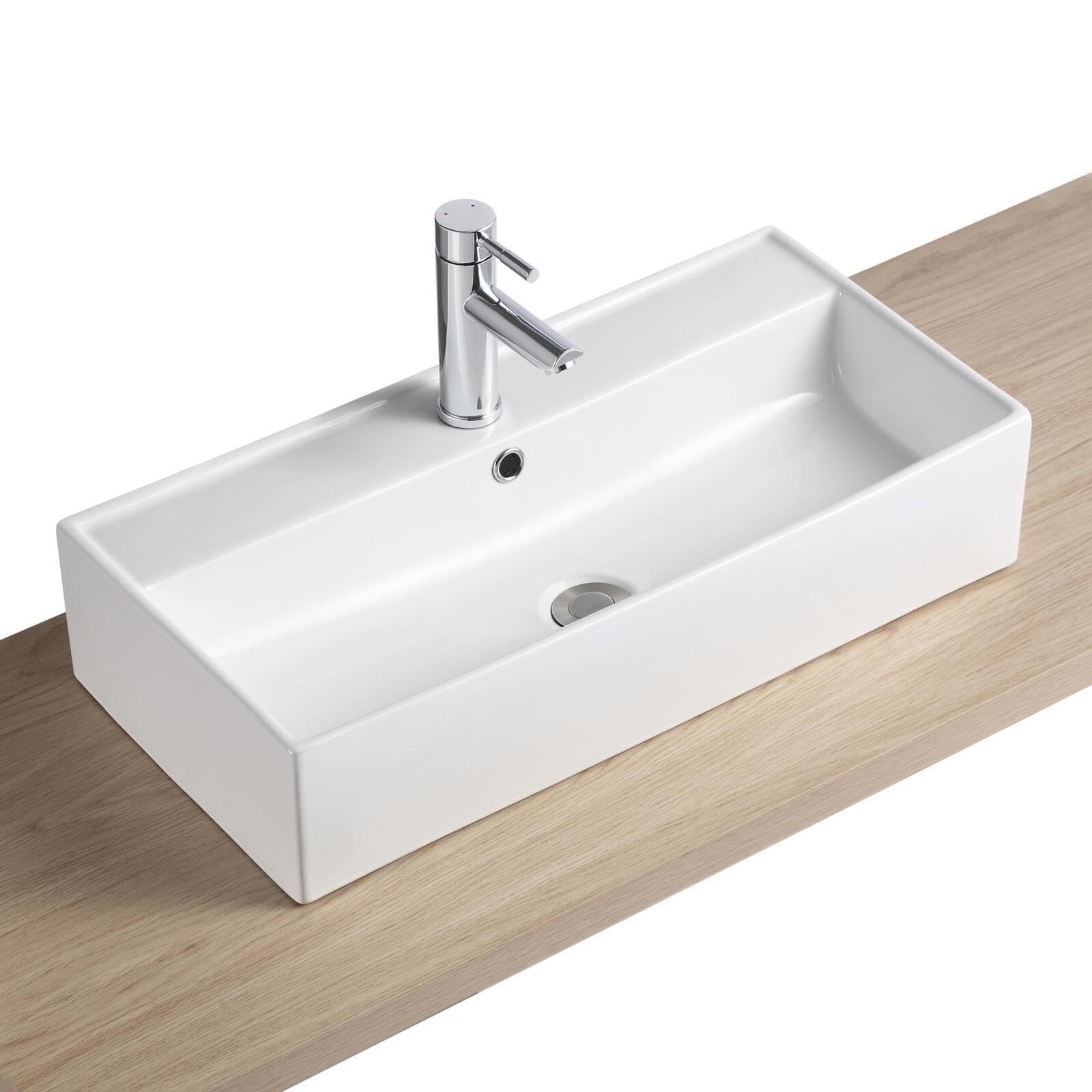 MOB-IN Lavabo rettangolare da appoggio in ceramica 65 x 31 cm Zoe
