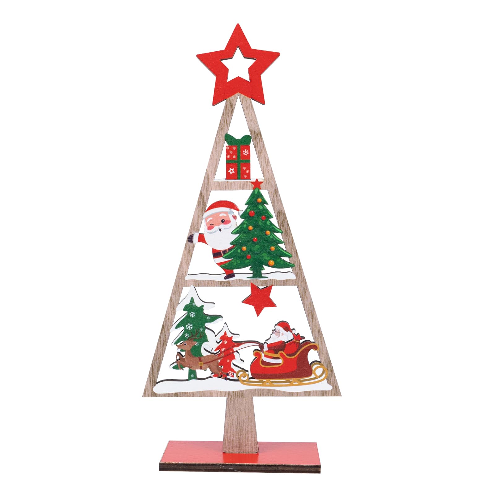 FACHOI Wooden Christmas Table Decoration, Wooden Table Sign Xmas, Christmas Tabletop Decorations Memorial Ornament for Xmas Party Supplies Home Room Decor F6-SDSJBJ (Star)