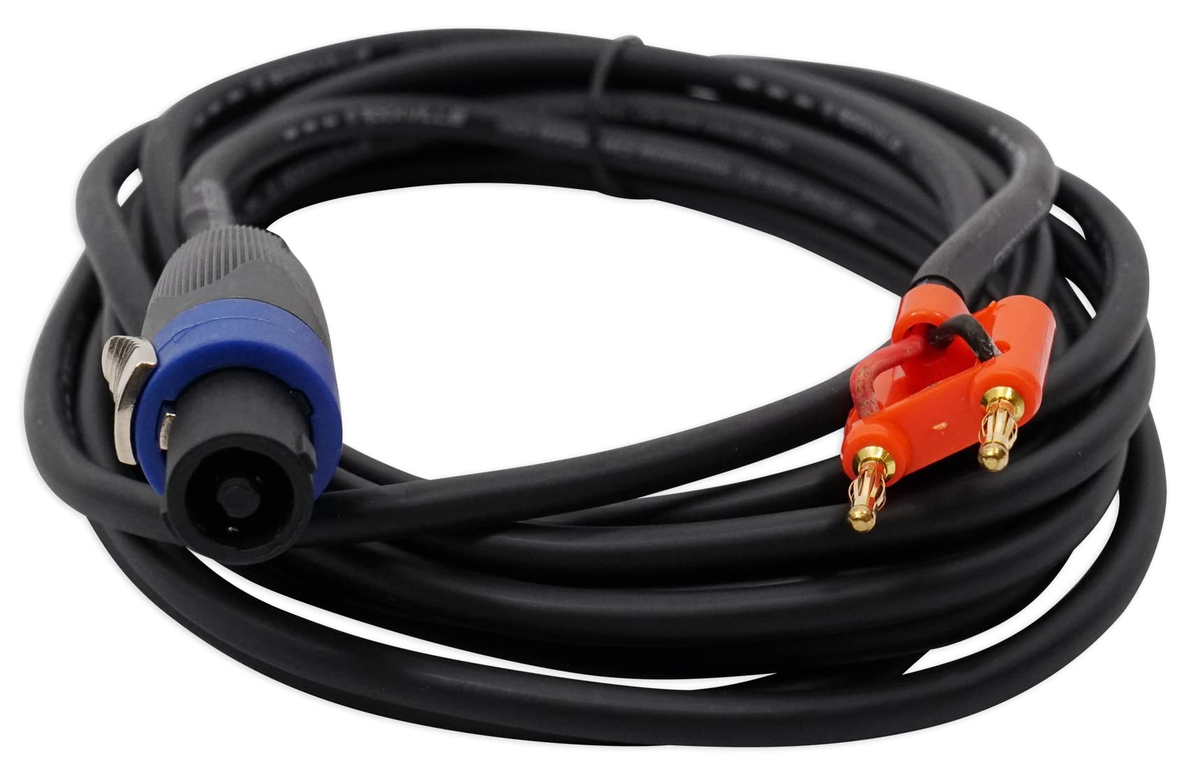 Rockville Cavo per altoparlanti da Speakon a banana, calibro 16, 100% rame (RSB16), nero