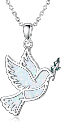 Dove/Hummingbird/Red Cardinal/Dragonfly/Butterfly Necklace 925 Sterling Silver Turquoise/Opal/MoonStone/Crystal/Malachite Bird Necklace Dove Pendant Jewelry for Women Men