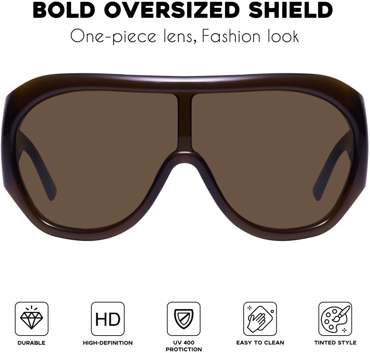 mosanana Trendy Oversized Sunglasses for Women Retro Big Frame Fashion Shield MS52597