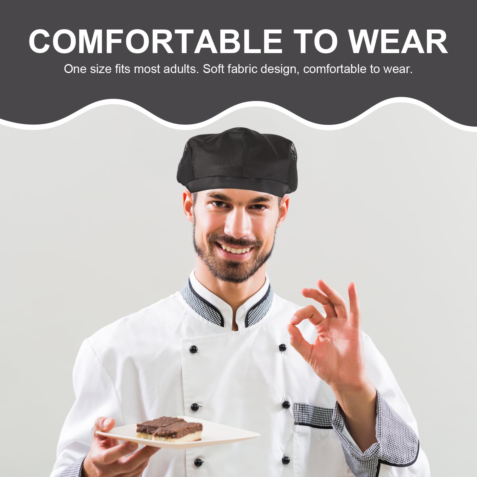 Generico 2 Pezzi Cappelli da Cuoco in Rete Traspirante per Ristorante Bar Pasticceria