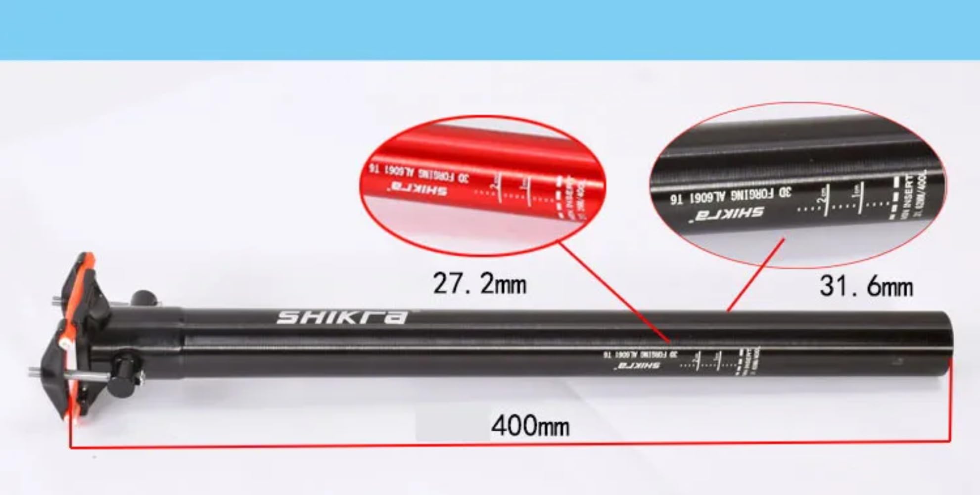 Tige De Selle X-TASY En Aluminium – Diamètre 27.2 Mm – Longueur 400 Mm – Noire – Neuve