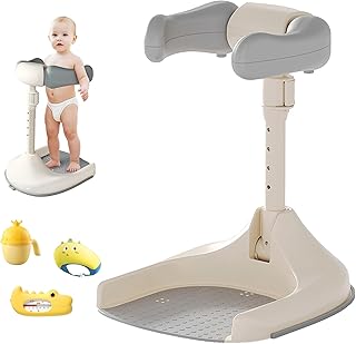 Baby Shower Stand, Ergonomic Baby Standing Bath Support with Anti-Slip Base, Adjustable Toddler Shower Stand with Backrest Foldable Bath Tower Shower for Toddlers