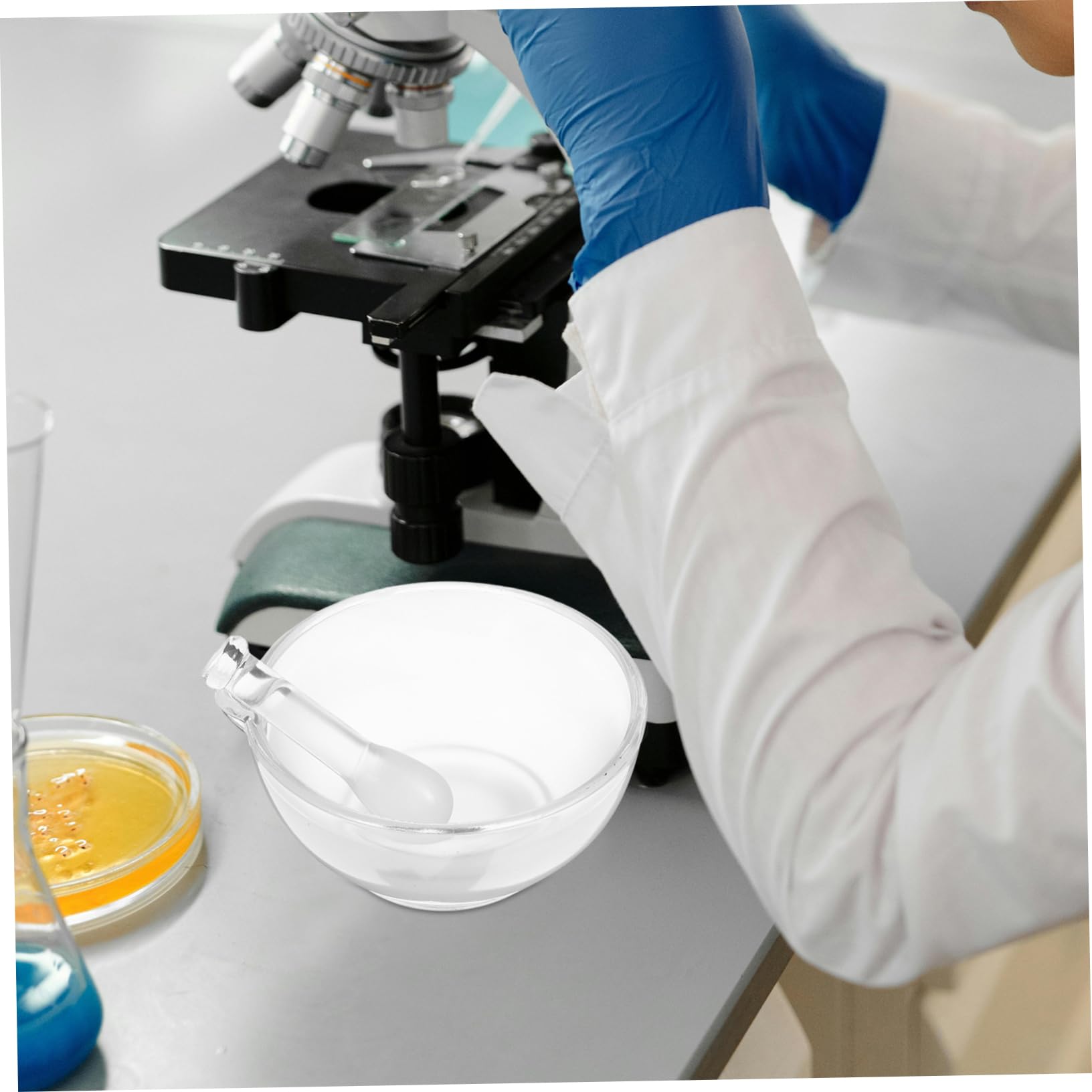 Set di mortaio e ciotola in vetro, 150 mm, con pistone antiscivolo, per laboratorio e cucina, mortaio resistente per macinare e mescolare medicinali e spezie