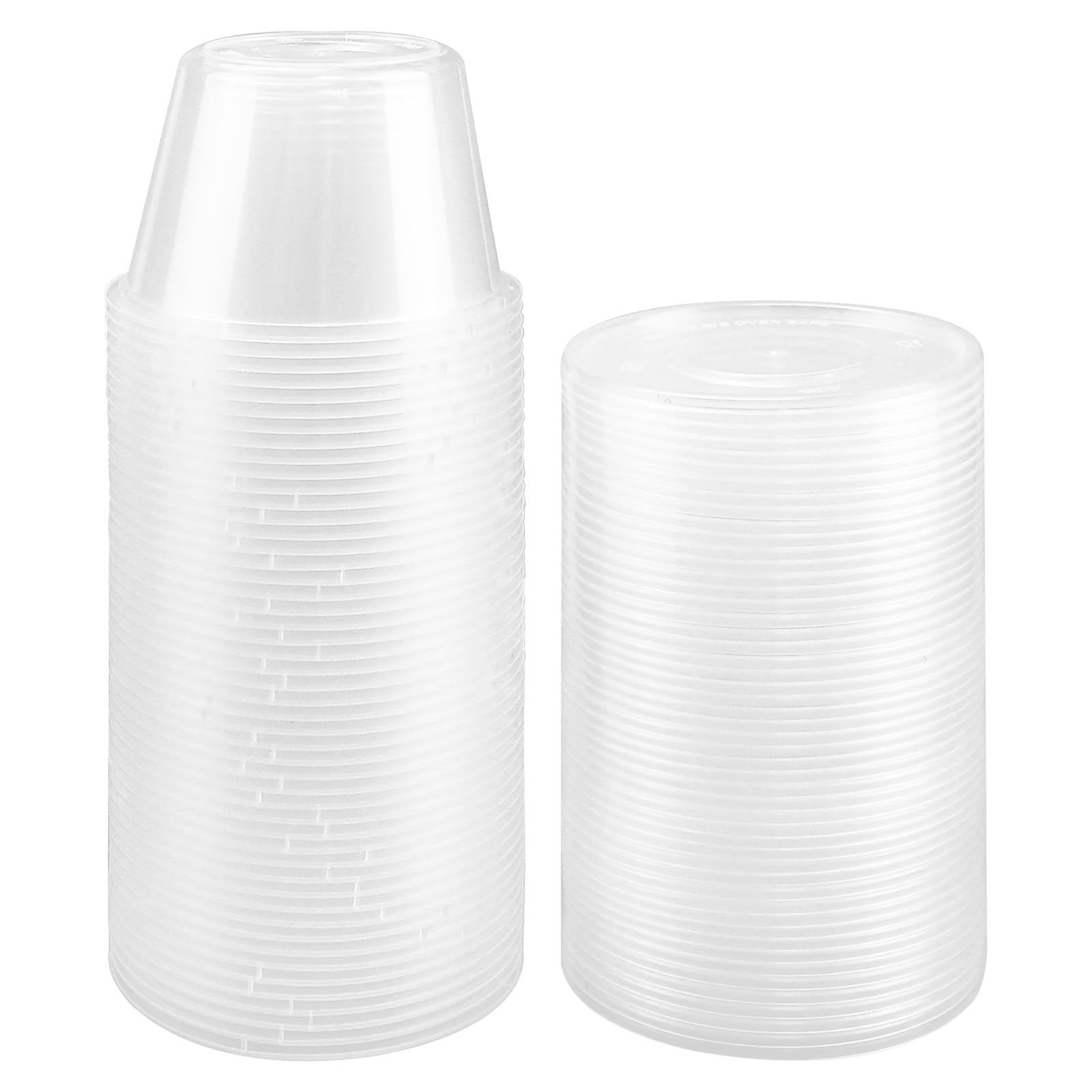 LANSKYLAN 50 Pezzi Piccoli Contenitori con Coperchio 200ml Vasetti di Plastica con Coperchio Barattoli Trasparente per Alimenti Contenitori Piccoli per Alimenti per Salse Zuppe Condimenti Creme e DIY