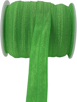 5/8" Green Fold Over Elastic 25yd for Headband | The lastic lace trim is soft and stretchyperfect for headbands, hairbows,lingerie,DIY crafts & sewing binding projects