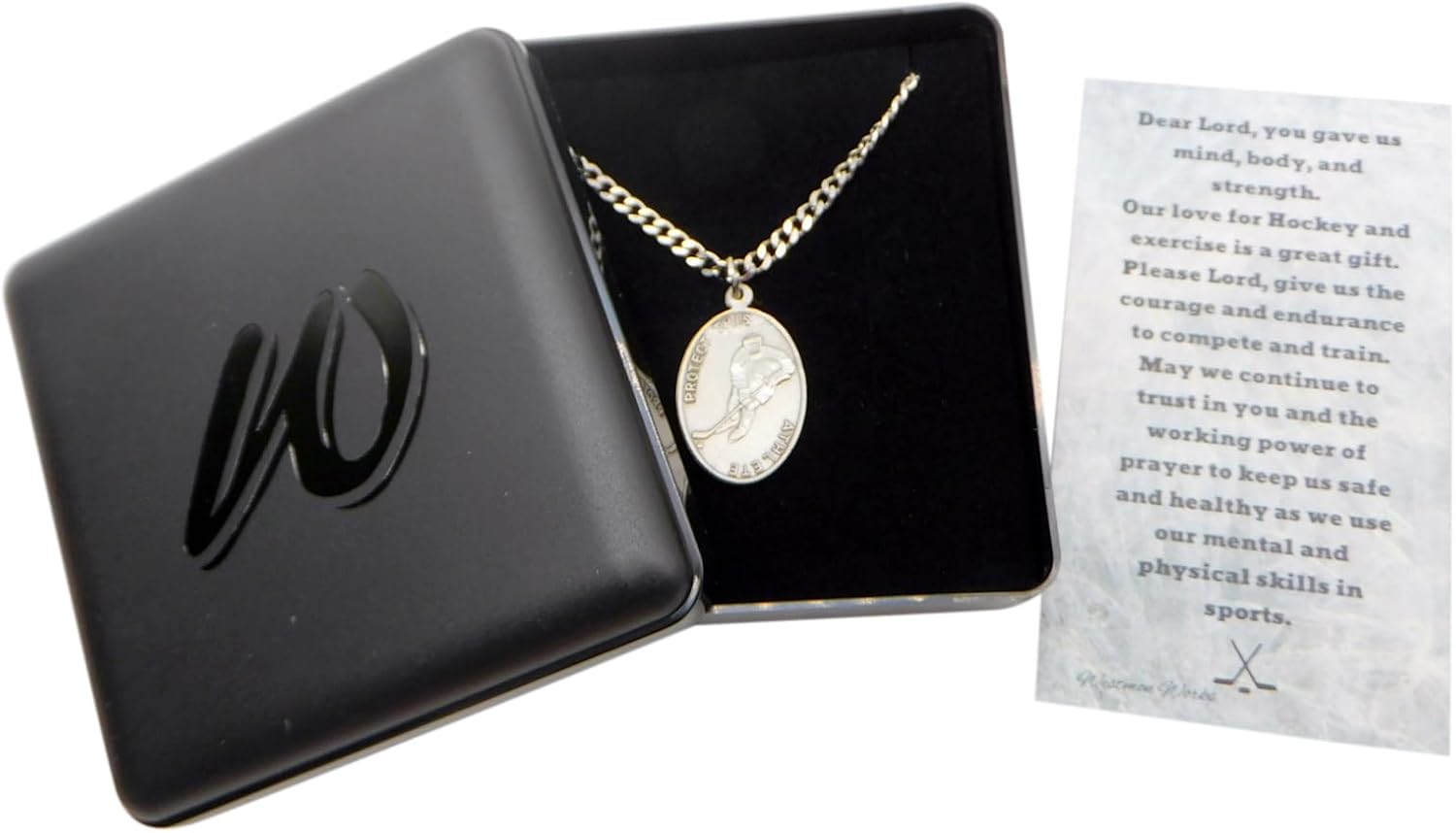 Westmon Works Hockey Pewter Medal Necklace with St Sebastian Stainless Steel Chain Boxed Set with Prayer Card Saint Expressions Premium Jewelry for Athletes - Image 5