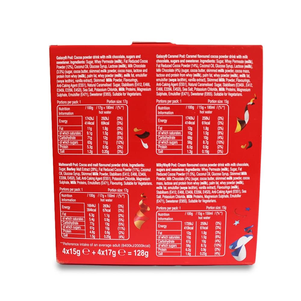cafféluxe Celebrations compatible with Dolce Gusto Machine pods Hot Chocolate Pods - Twix, Mars, Bounty, Snickers, Galaxy, Malteser, Milky Way & Galaxy Caramel (40)