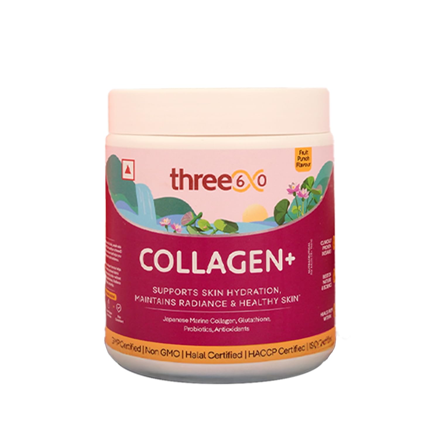 three60 Collagen+ for Glowing skin, strong hair & nails | Advanced Japanese Hydrolyzed Marine Collagen Technology | Peptides with Glutathione, Hyaluronic, Vitamin C, Vitamin E, Astaxanthin for Women & Men | Fruity Punch Flavour-image-22