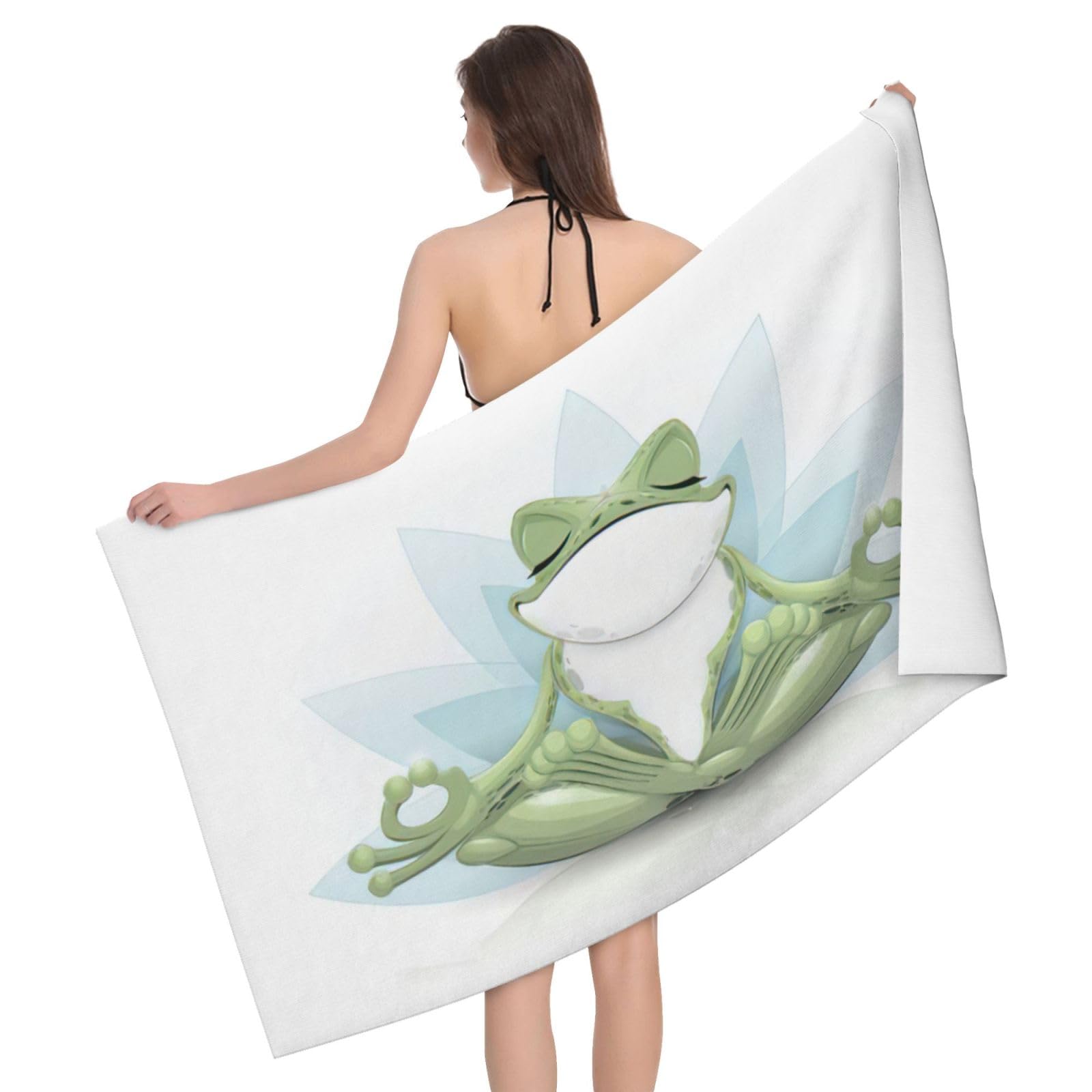 Serviette de bain microfibre grenouille de yoga ultra douce absorbante