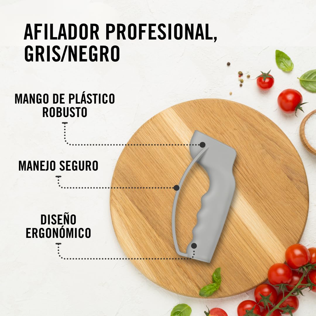 Victorinox Profi Afilador de cuchillos, afilacuchillos, knife sharpener, mango de plástico robusto, bicolor, negro/gris