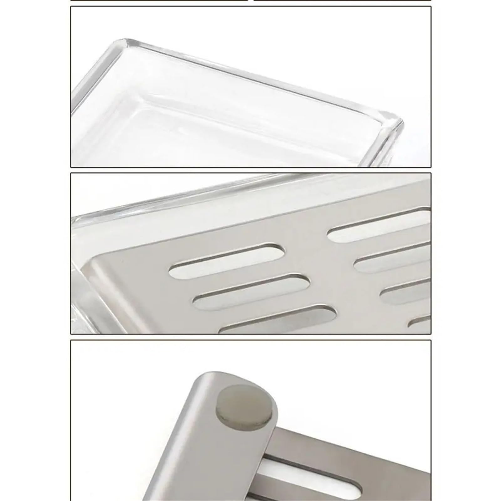 Jabonera de cristal de acero inoxidable, escurridor, rectangular, doble capa, independiente, para cuarto de baño, color negro