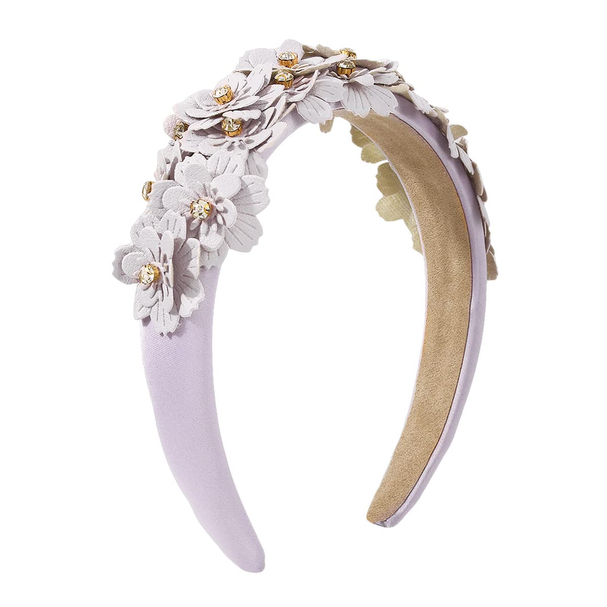 Damenmode Stirnbänder Europäischer und amerikanischer Schmuck Bonbonfarbenes Leder-Blumen-Strass-Stirnband Breites seitliches Sen-Haarband, Hellgrün