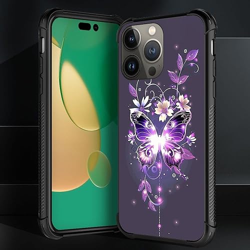 Miniatura 5 de Funda compatible con iPhone 13 Pro Max, diseño de flores moradas brillantes, diseño increíble de patrón a prueba de golpes, antiarañazos, carcasa