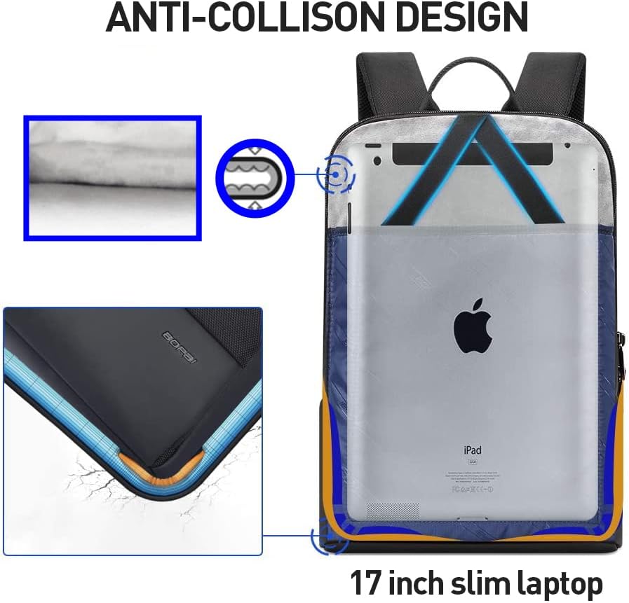 Miniatura 2 de BOPAI Mochila para laptop súper delgada de 15 pulgadas para hombre antirrobo, 43 cm, 17 pulgadas, Mochilas Daypack