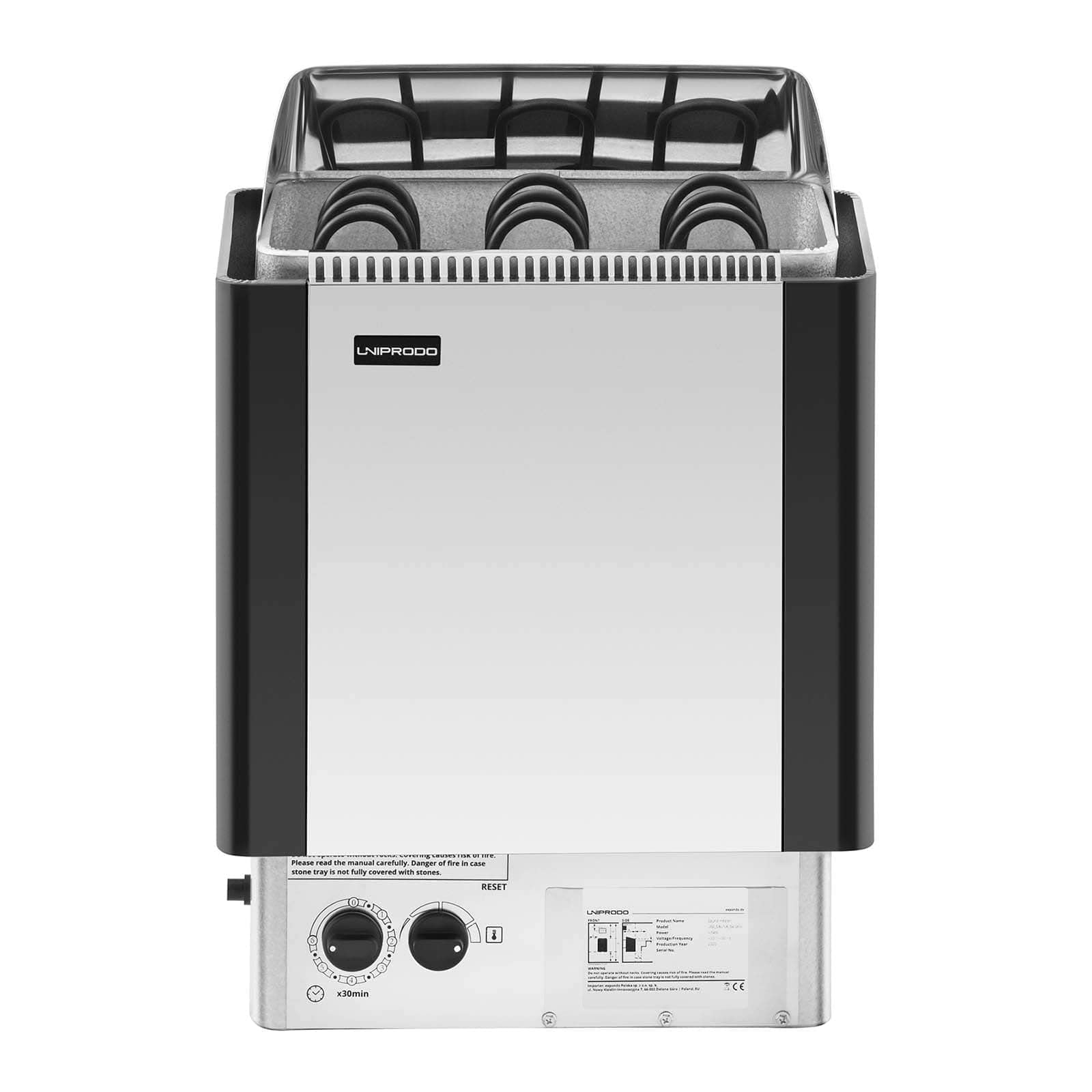 UNI_SAUNA_S4.5KW - Estufa para sauna (4,5 kW, 30 hasta 110 °C, incluye control de protección contra sobrecalentamiento)