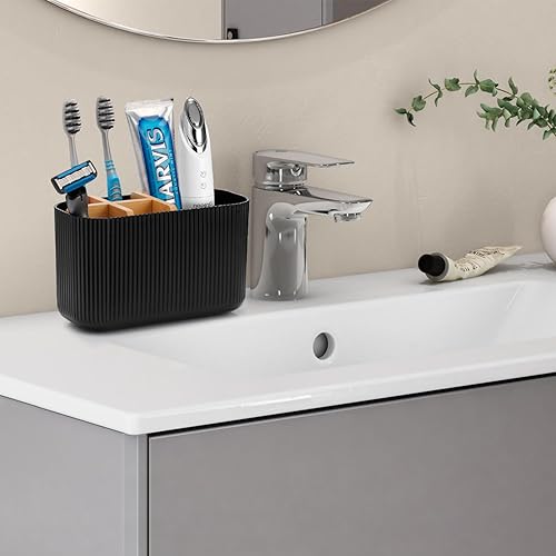 Miniatura 29 de Soporte para cepillos de dientes blanco – Portacepillos de dientes de bambú para baños, organizador de cepillos de dientes eléctrico para niños