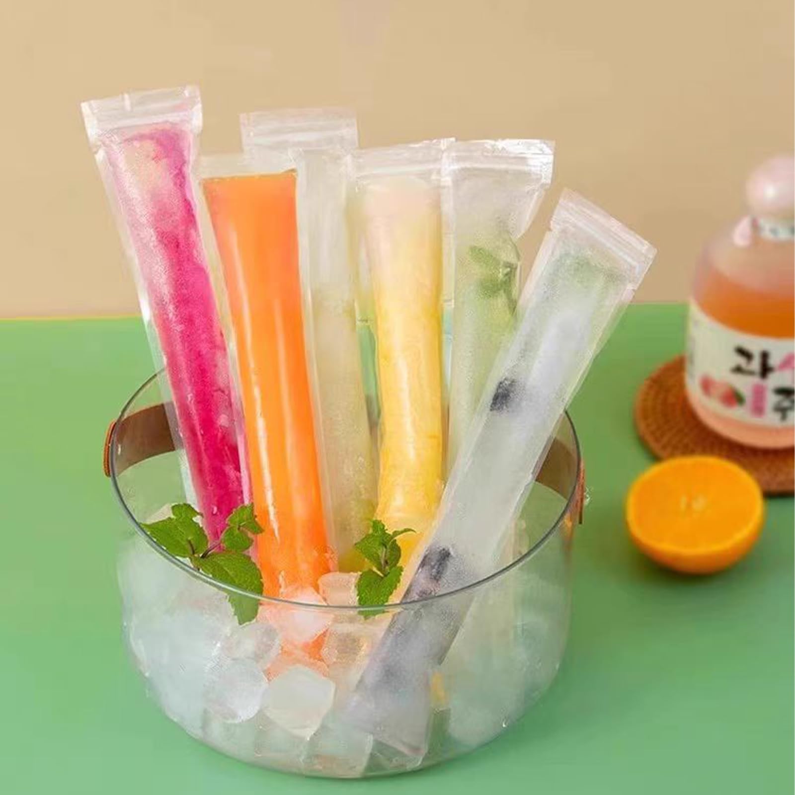 Sacchetti per Ghiaccioli 100 Pezzi con Imbuto - Bustine Ghiaccioli per Muffe Ice Popsicle - Ideali per Gelato, Yogurt, Famiglia