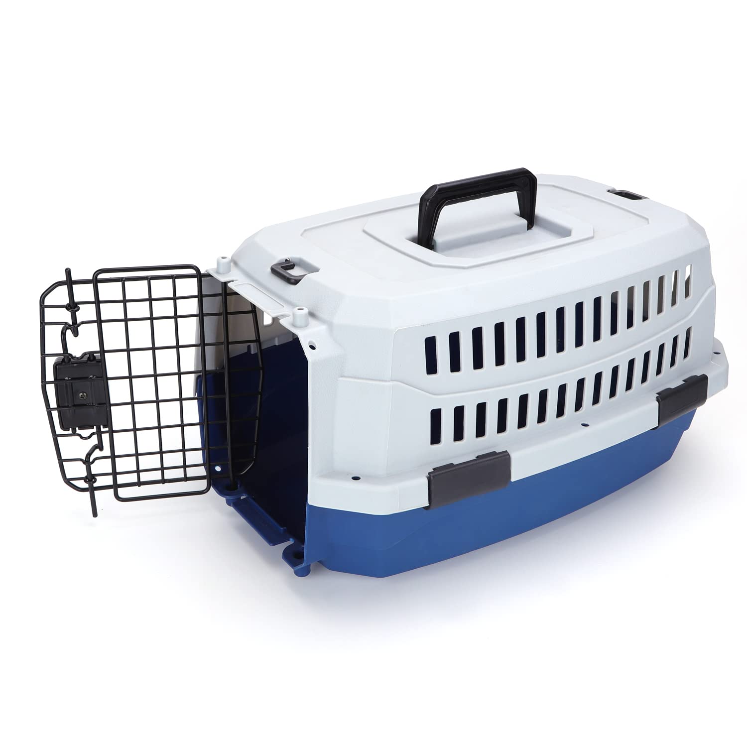 Nobleza - Transportin Gato Perro Mediano, Transportin para Gatos Perro Portátil y Transpirable, Mascotas Perros Gatos Accesorios, Transportín de Plástico, 58x38.7x33 CM, Azul & Gris