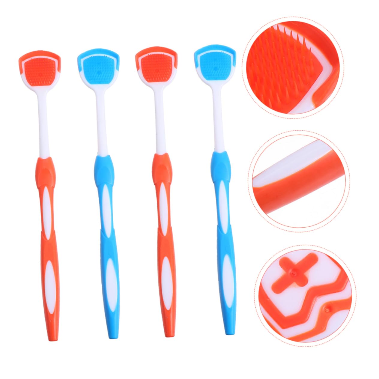 FRCOLOR 3 Set Spazzolini Per Lingua Materiale Resistente Raschietti Per Lingua Ergonomici Per Adulti Colori E Ciascuno 4 Pezzi * 3